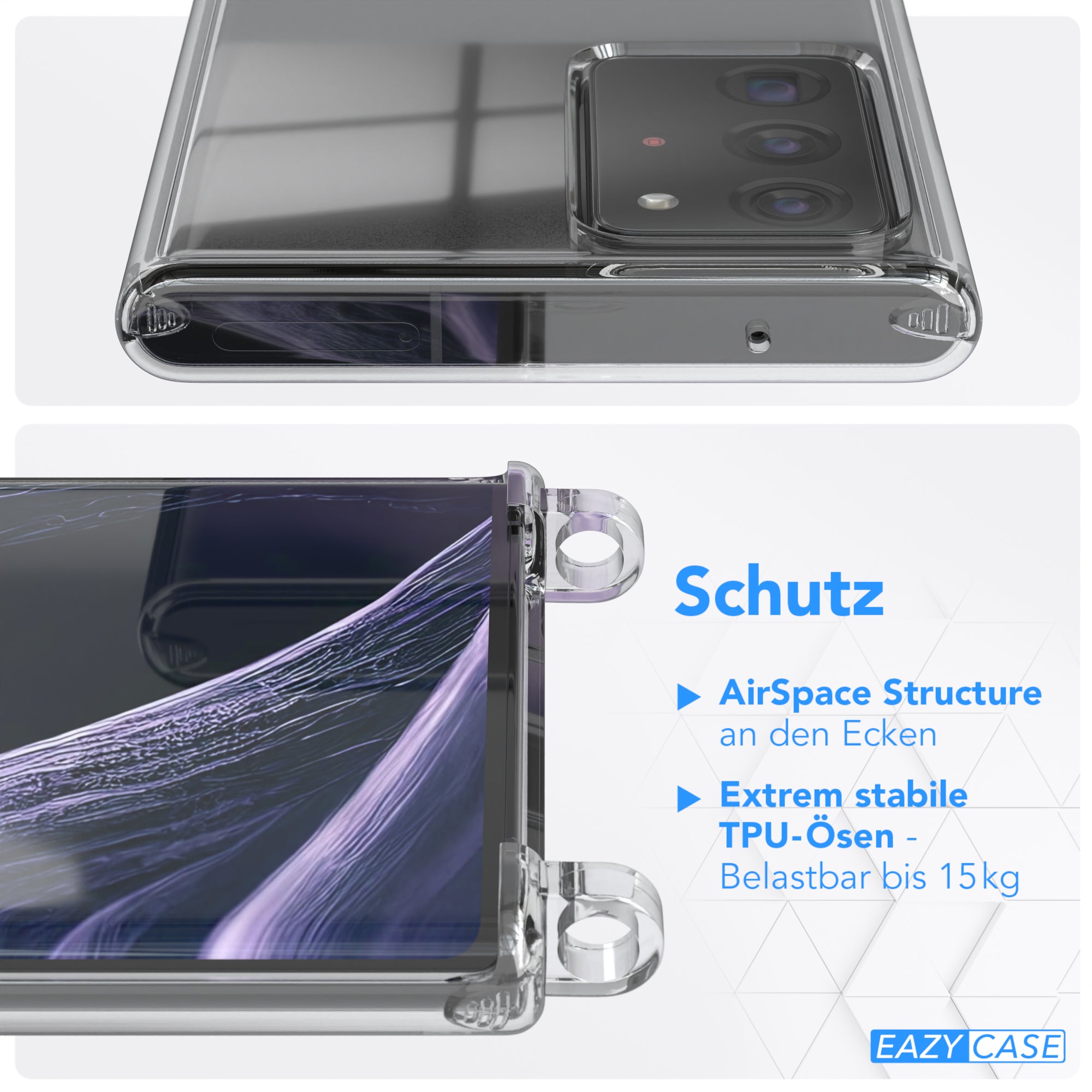 Galaxy Note 20 Ultra Hülle + Kordel mit Karabinern