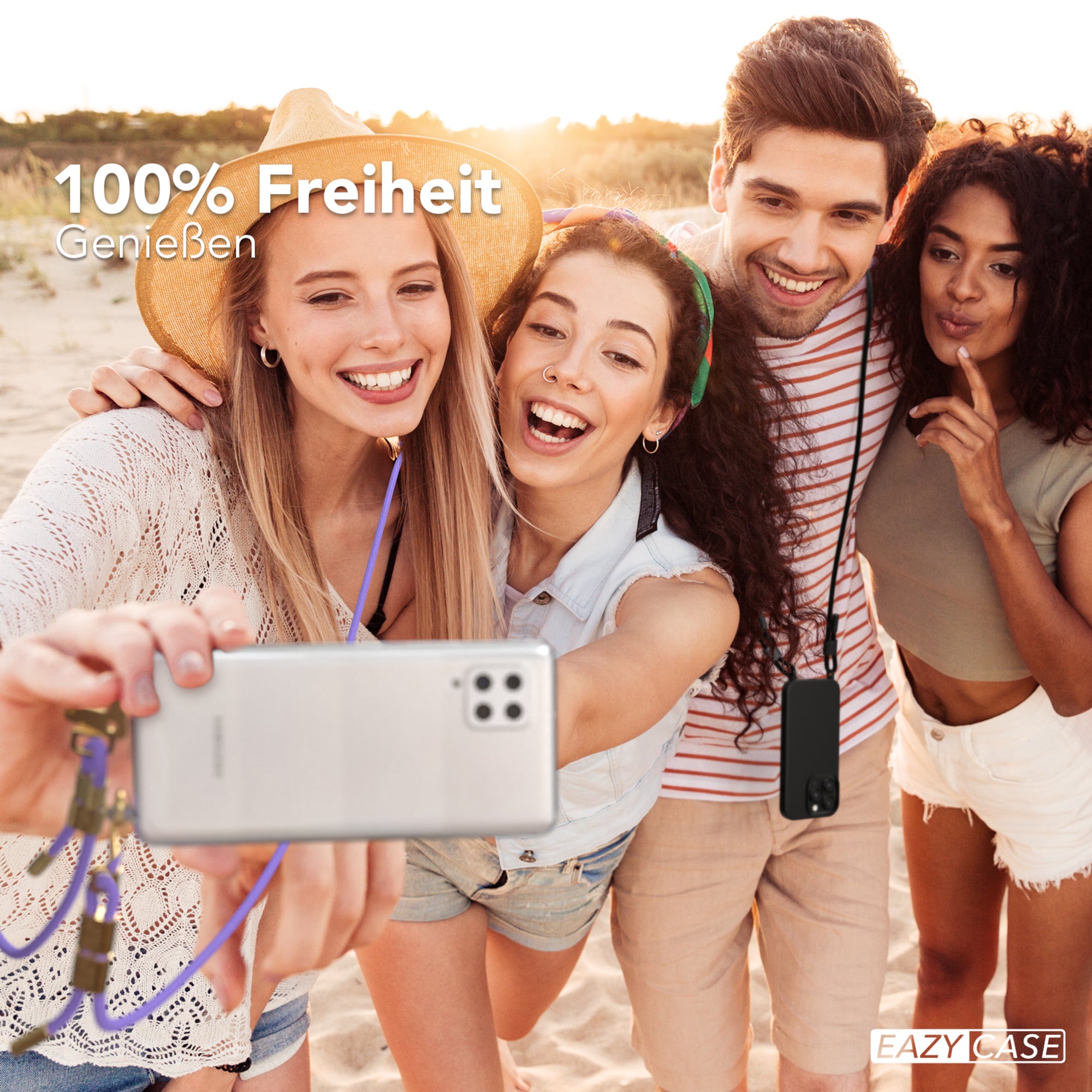 Galaxy A42 5G Hülle + Kordel mit Karabinern