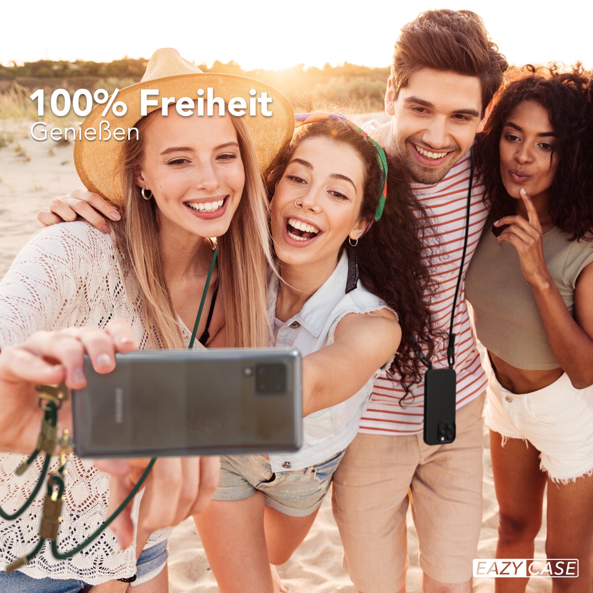 Galaxy A42 5G Hülle + Kordel mit Karabinern