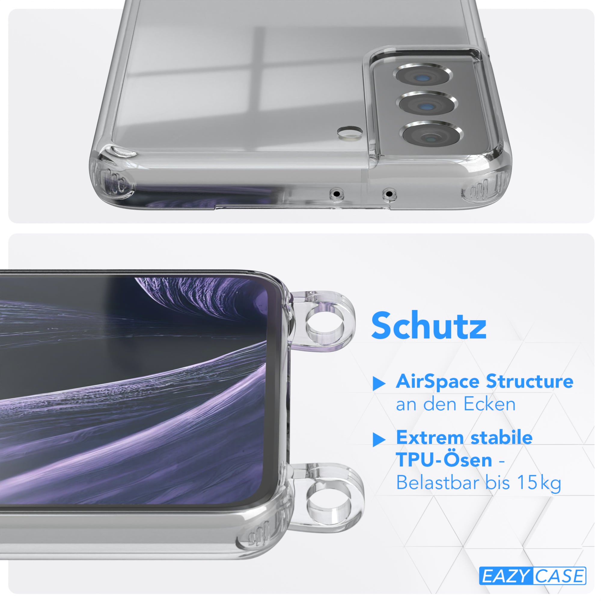 Galaxy S21 5G Hülle + Kordel mit Karabinern