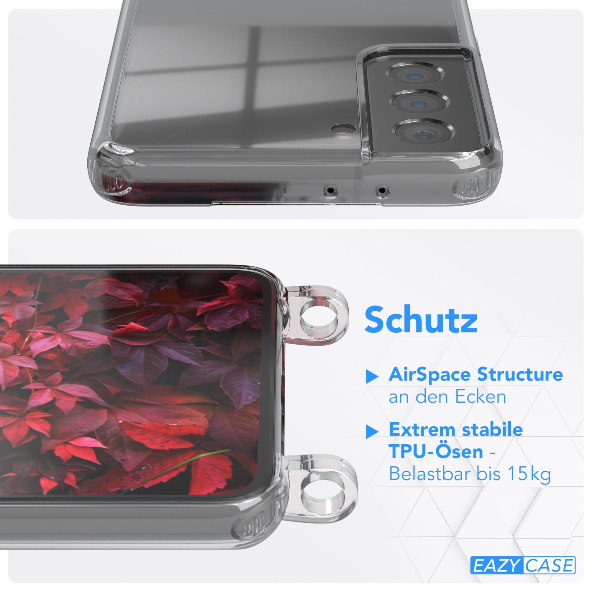 Galaxy S21 5G Hülle + Kordel mit Karabinern