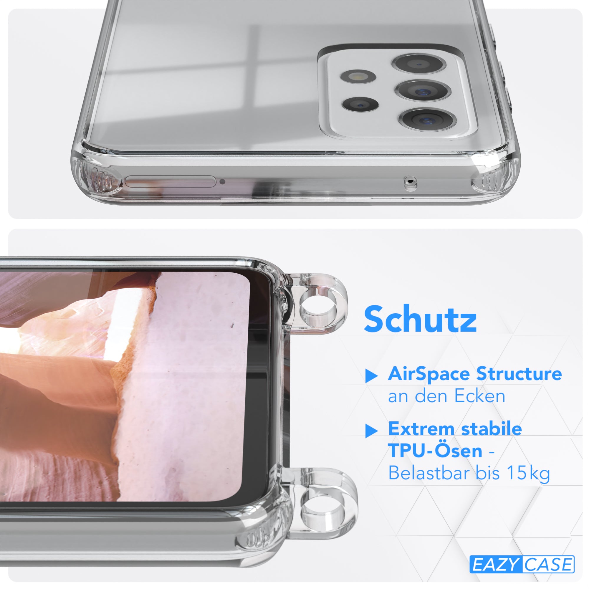 Galaxy A52 / A52 5G / A52s 5G Hülle + Kordel mit Karabinern