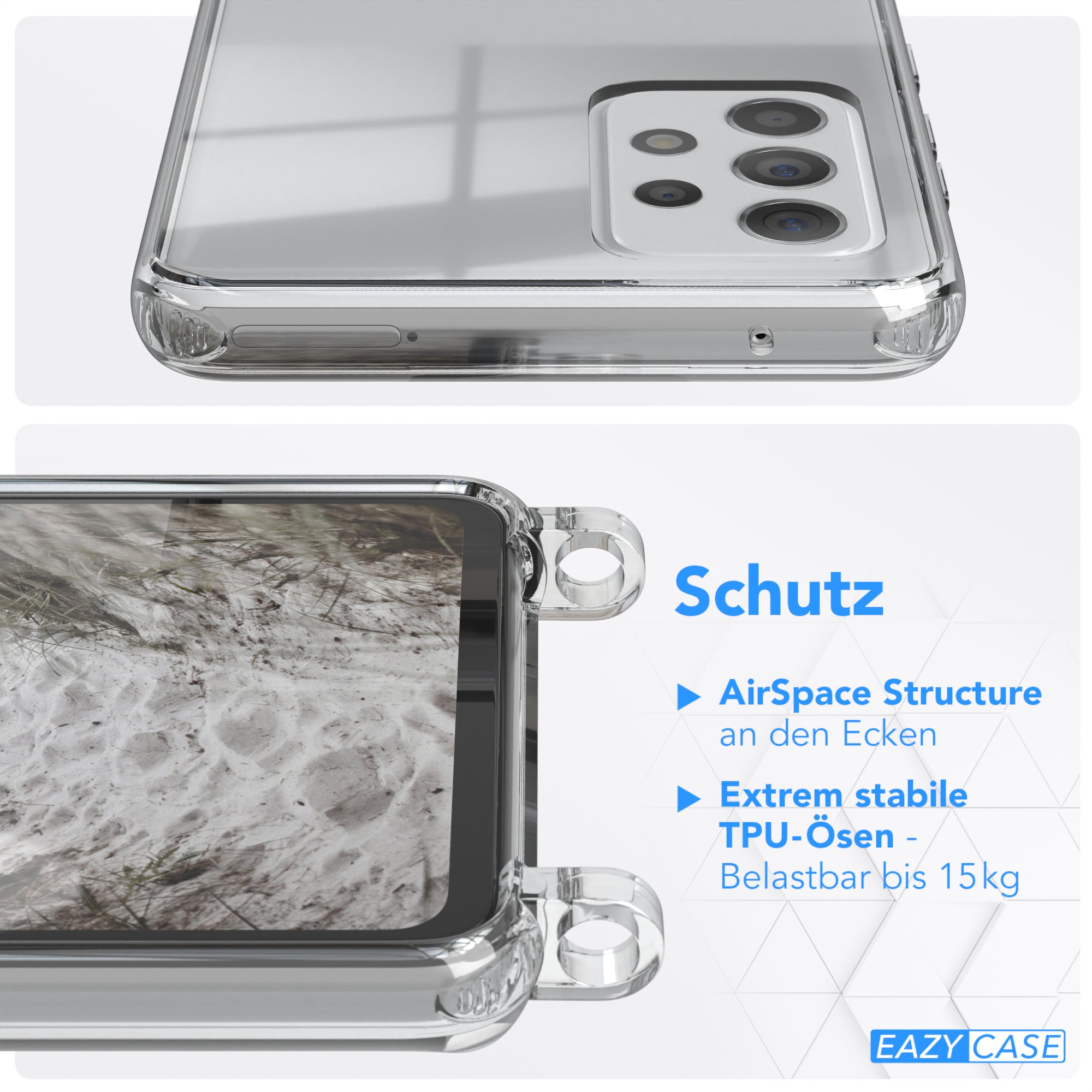 Galaxy A52 / A52 5G / A52s 5G Hülle + Kordel mit Karabinern