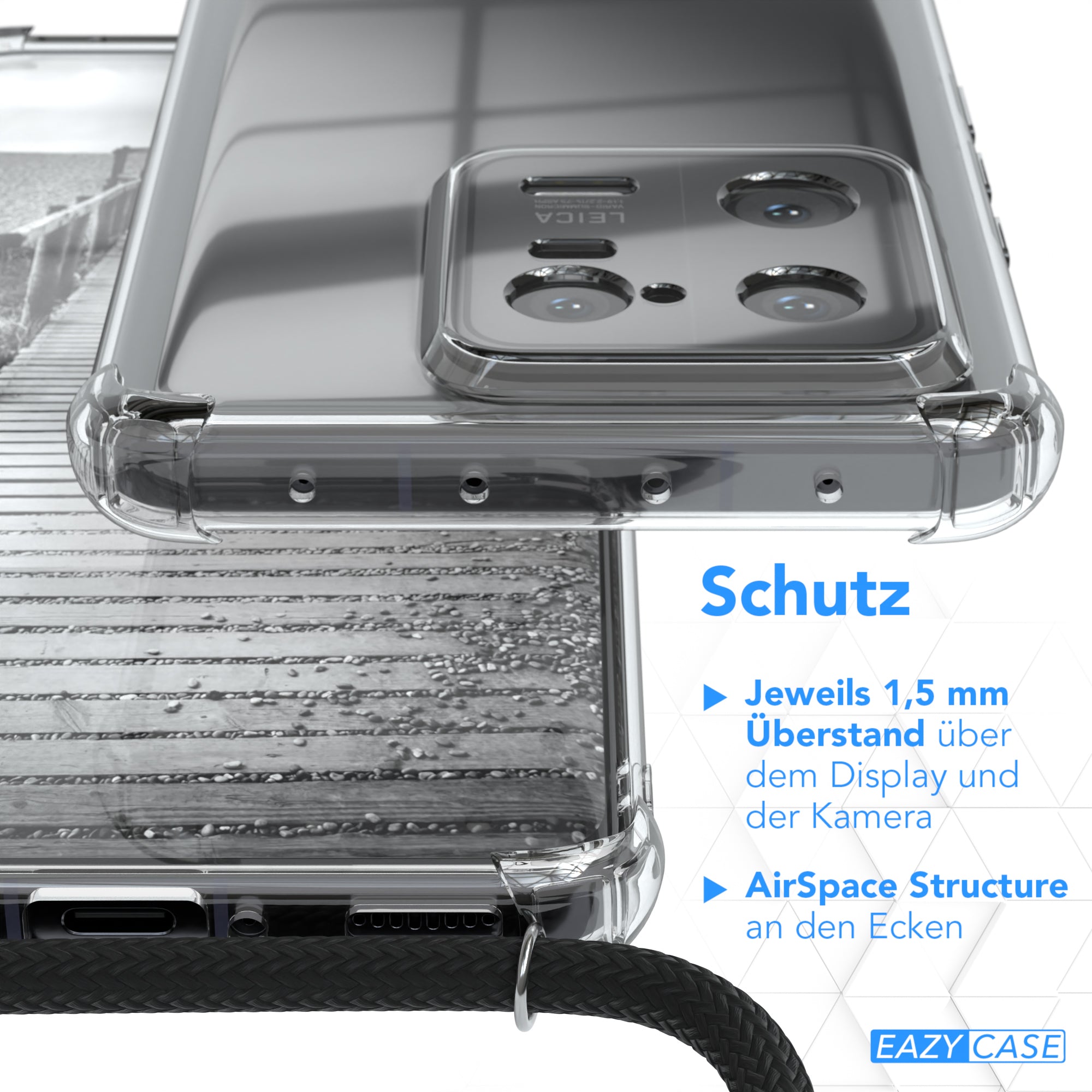 Xiaomi 13 Pro Hülle mit Metallkette + Schwarze Kordel
