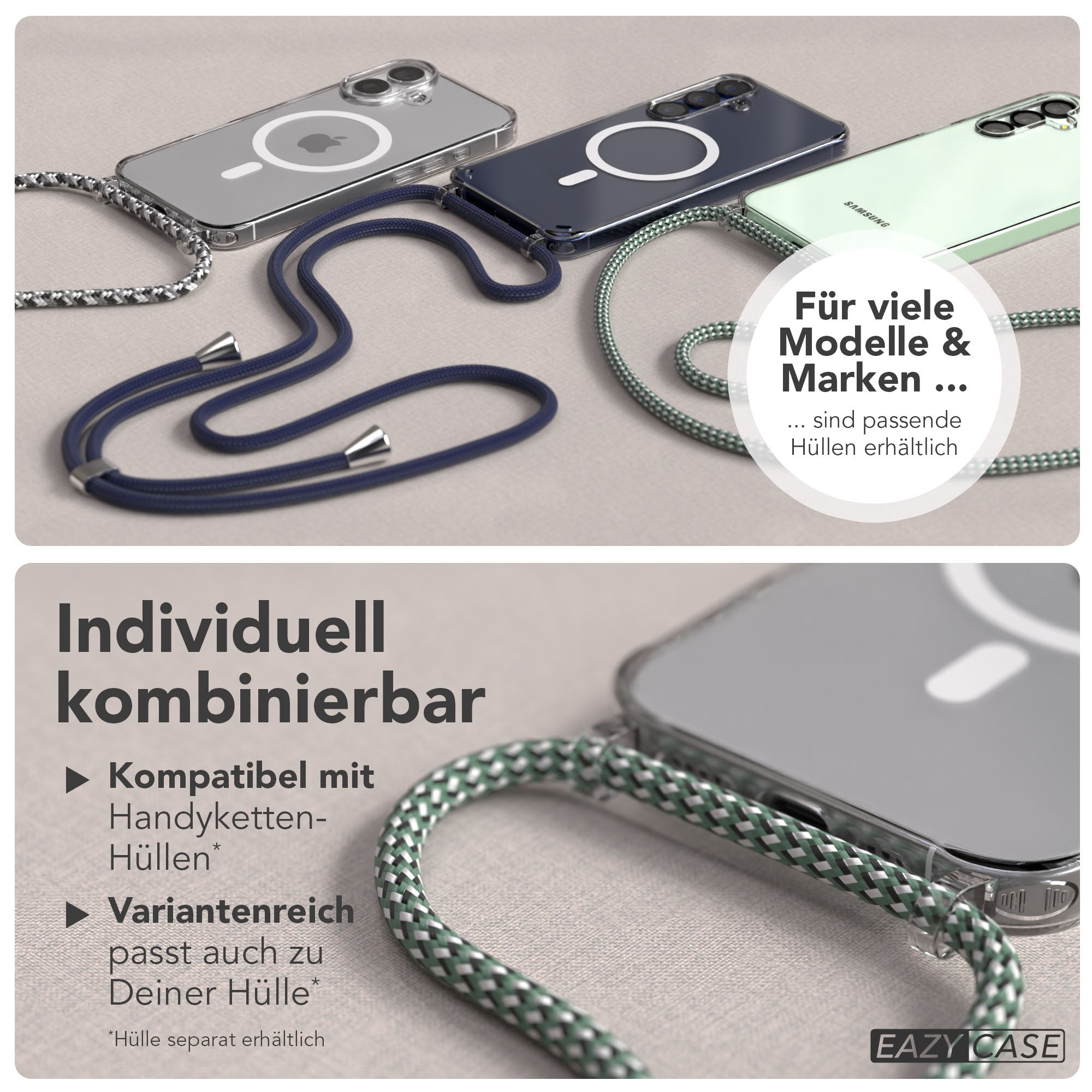 Universal Handykette einzeln verstellbar mit abnehmbaren Endstücken EAZY CASE