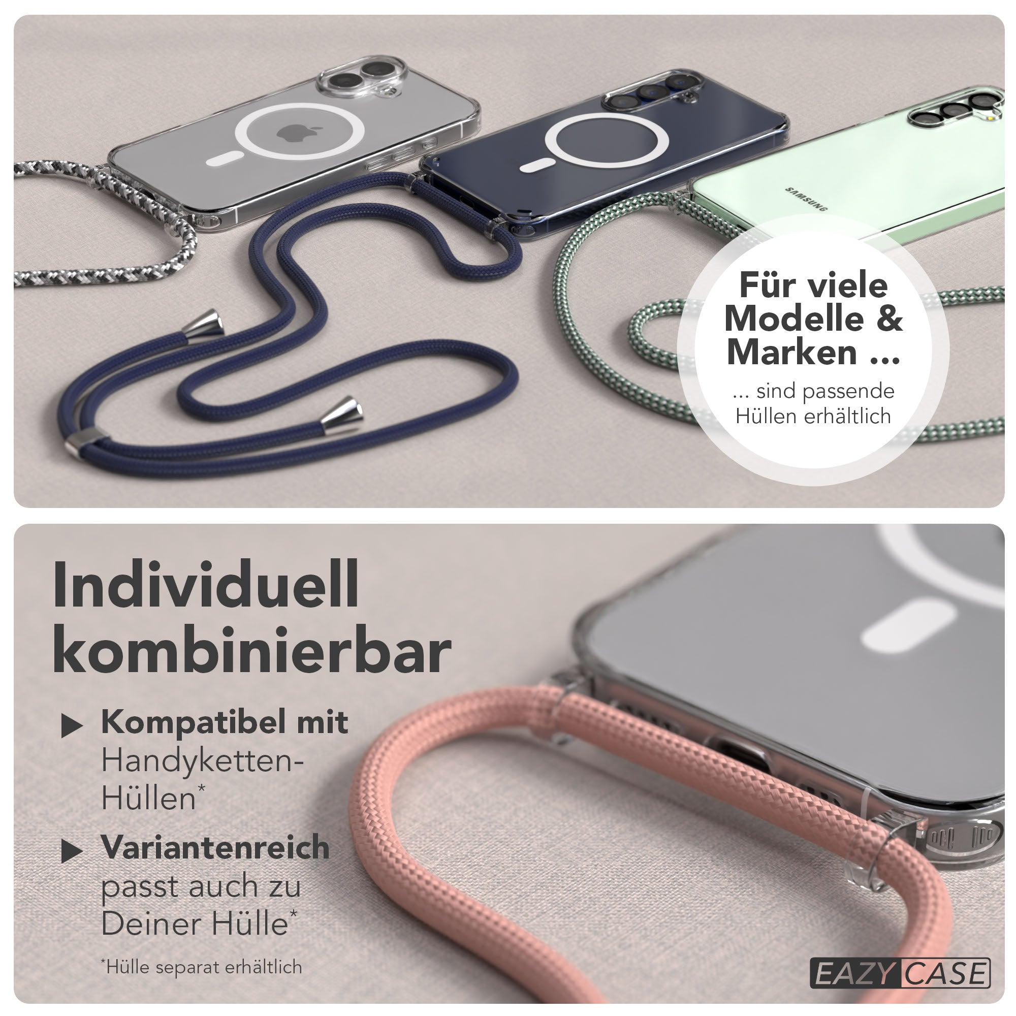 Universal Handykette einzeln verstellbar mit abnehmbaren Endstücken EAZY CASE