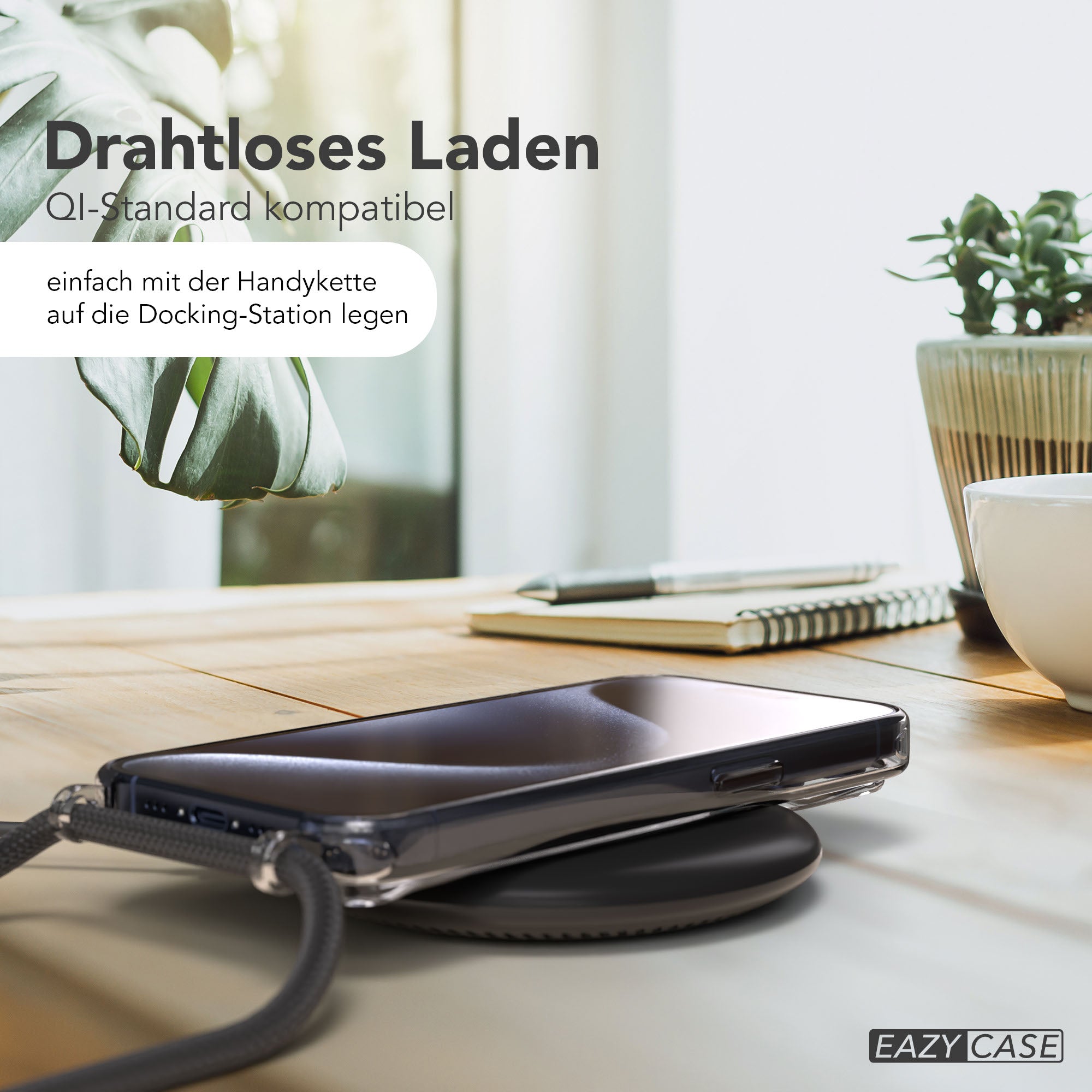 iPhone 15 Pro transparente Hülle mit MagSafe und Handyketten-Ösen