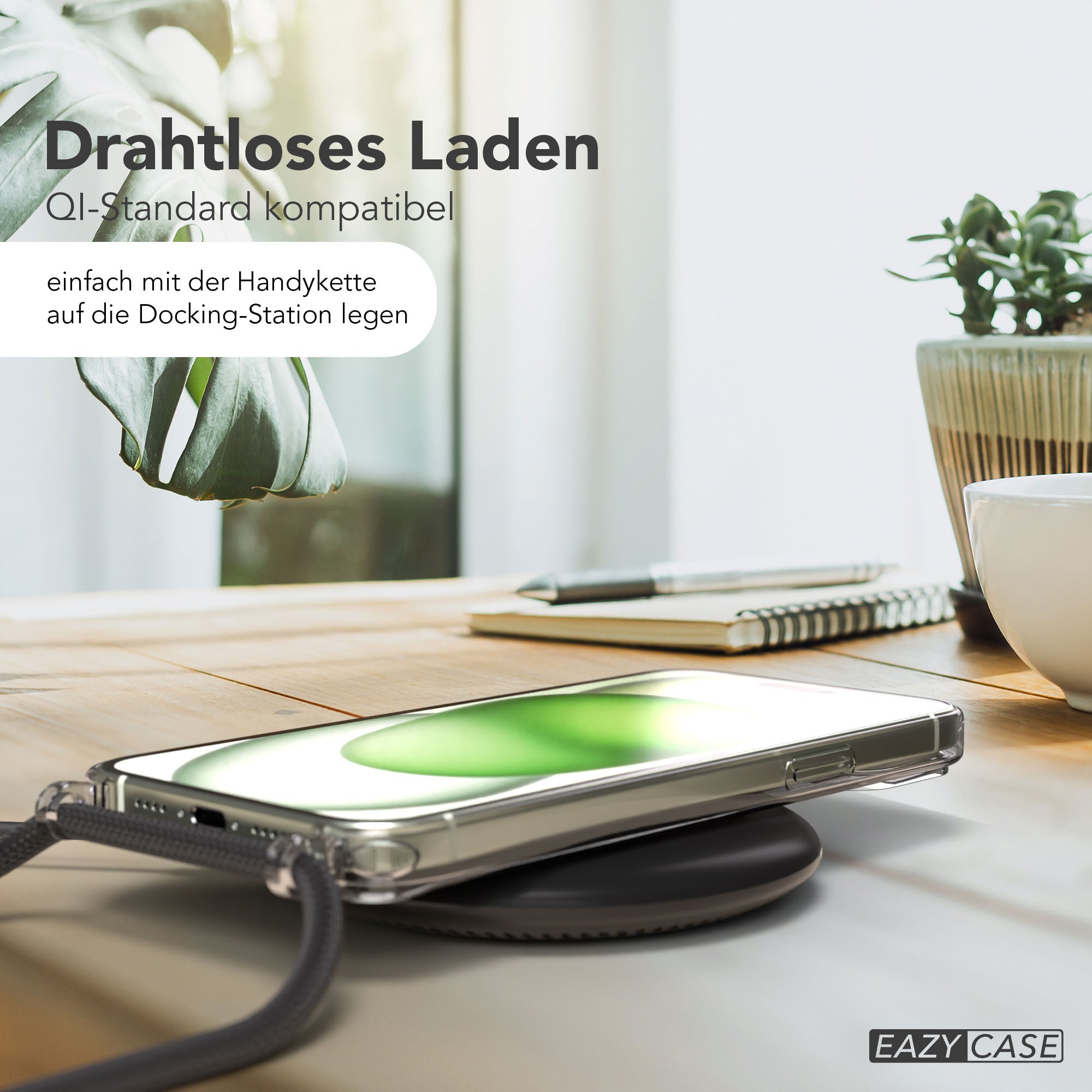 iPhone 15 Plus transparente Hülle mit MagSafe und Handyketten-Ösen