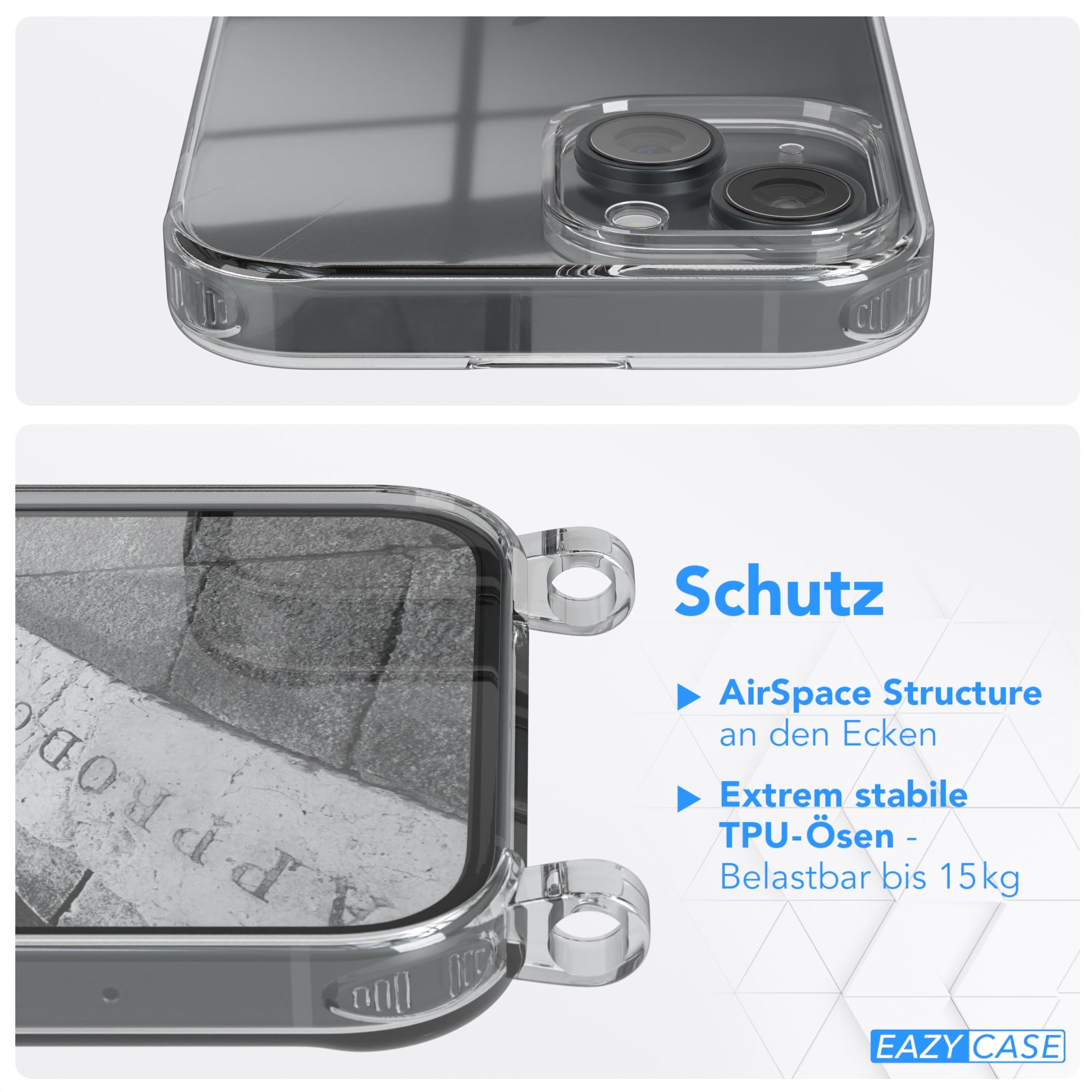 iPhone 15 transparente Hülle + Kordel