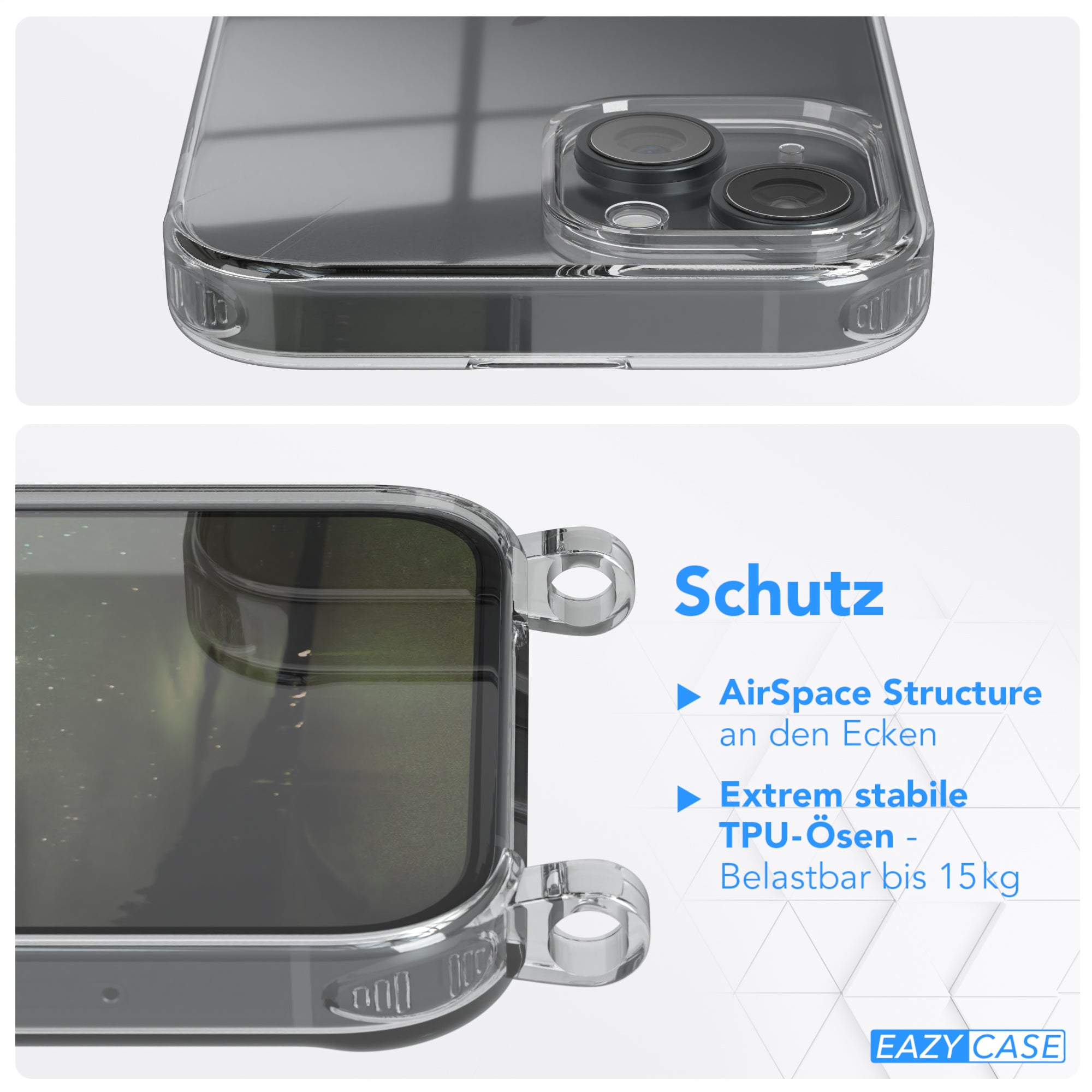 iPhone 15 transparente Hülle + Kordel