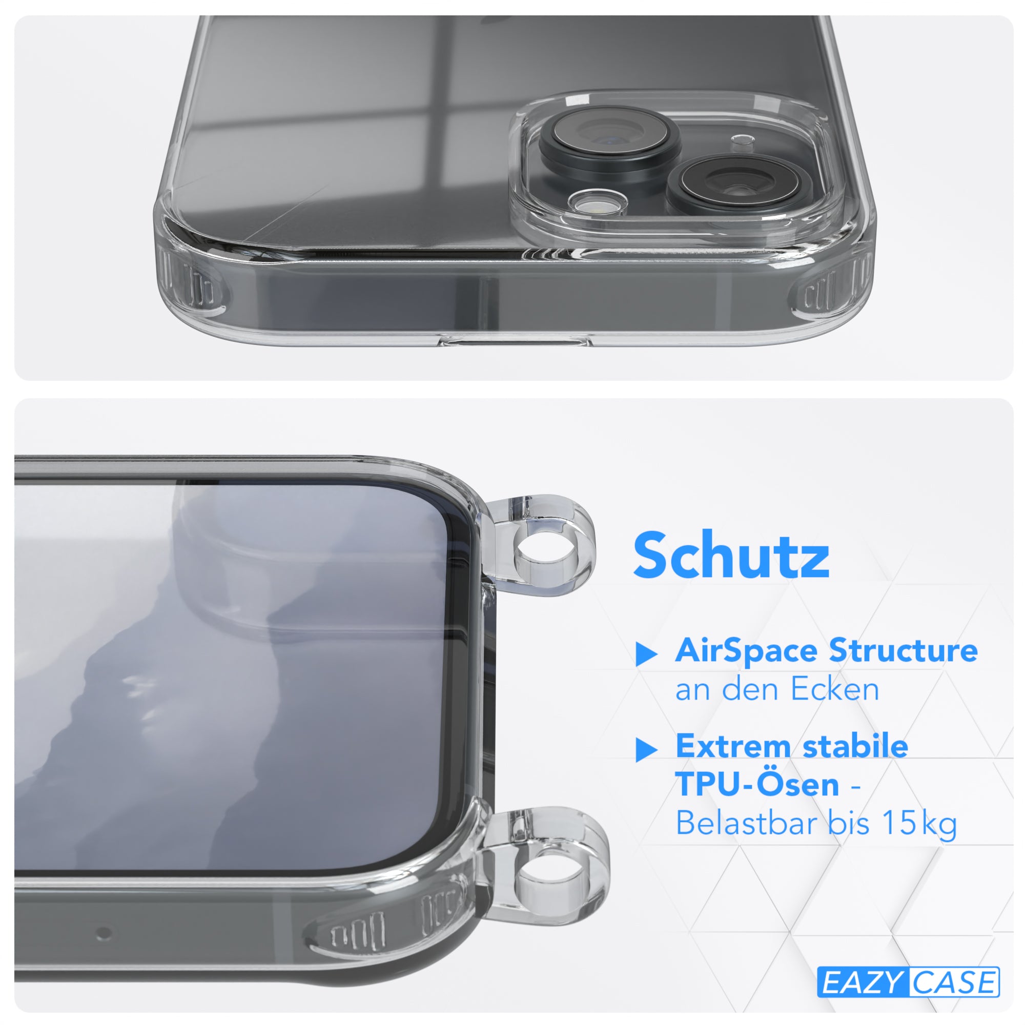 iPhone 15 transparente Hülle + Kordel