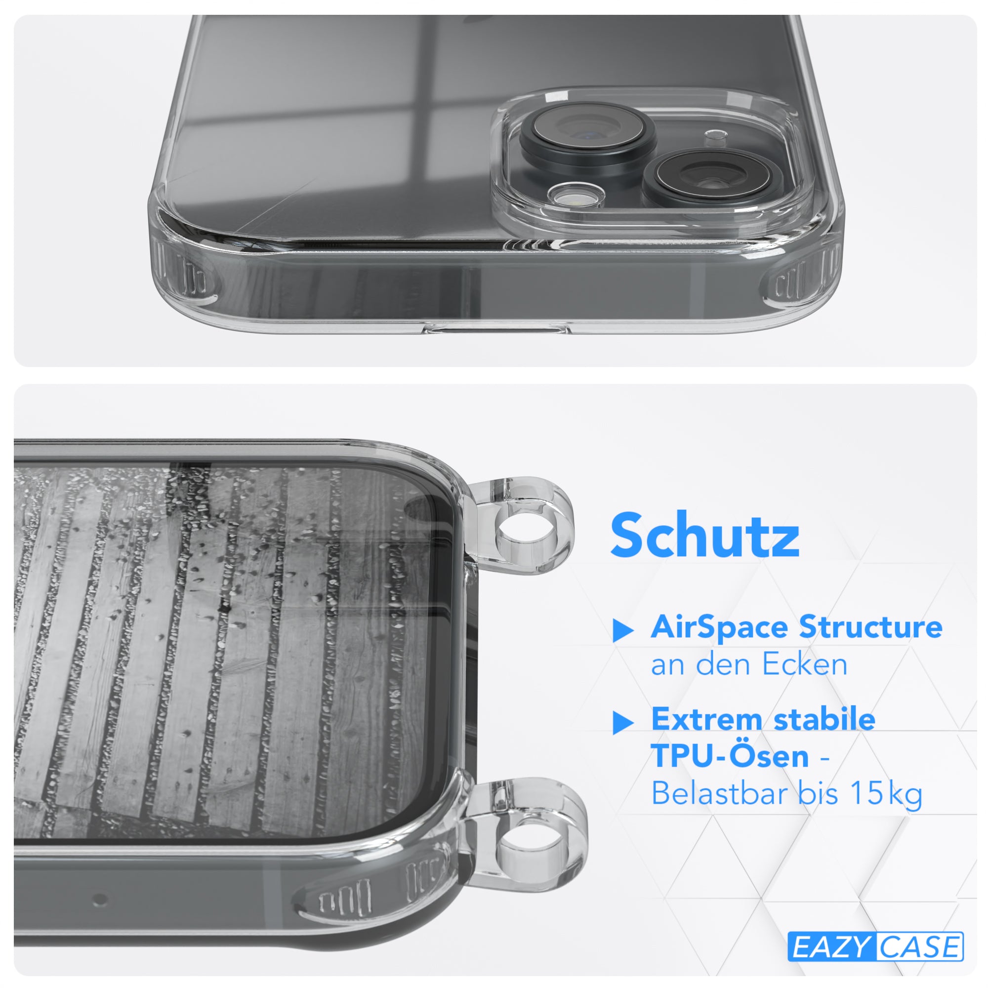 iPhone 15 transparente Hülle + Kordel
