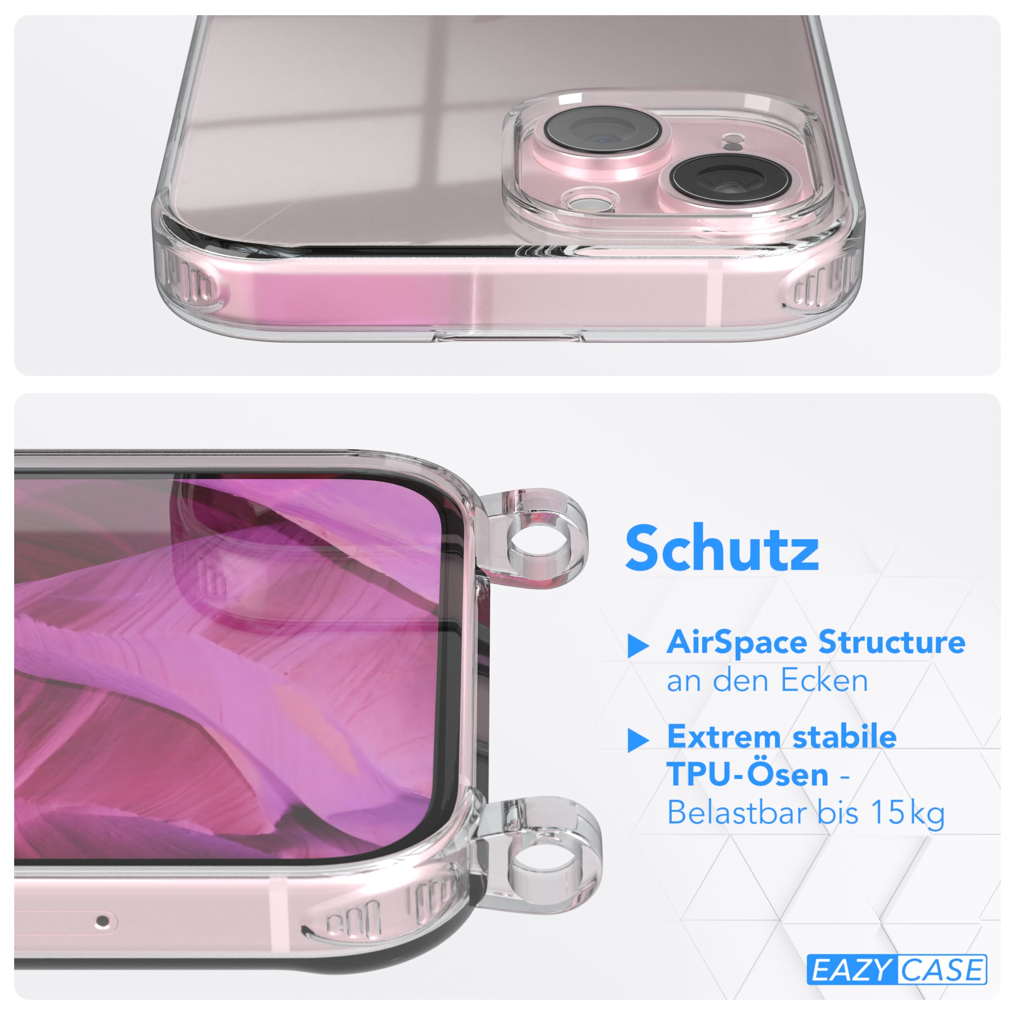 iPhone 15 transparente Hülle + Kordel