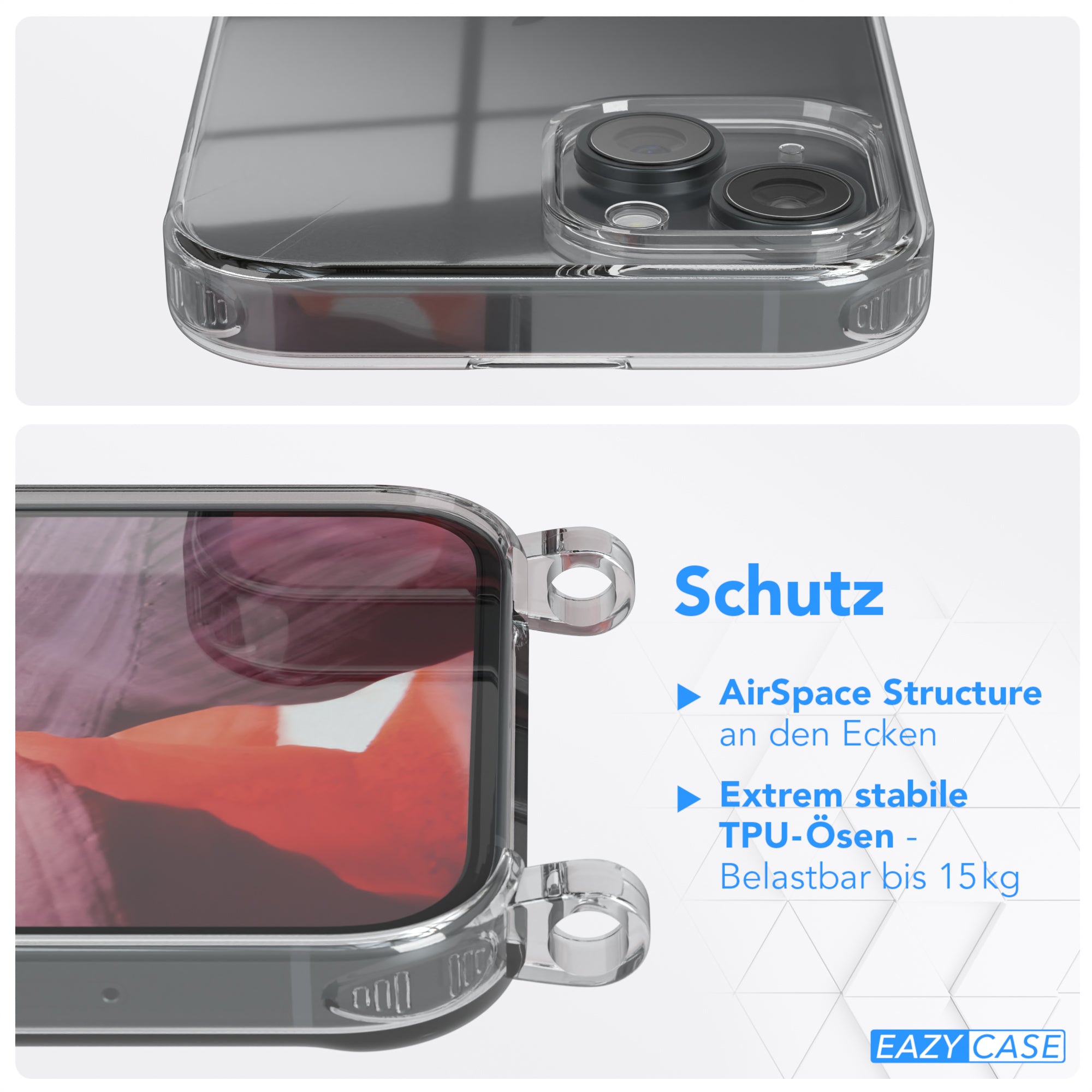iPhone 15 transparente Hülle + Kordel