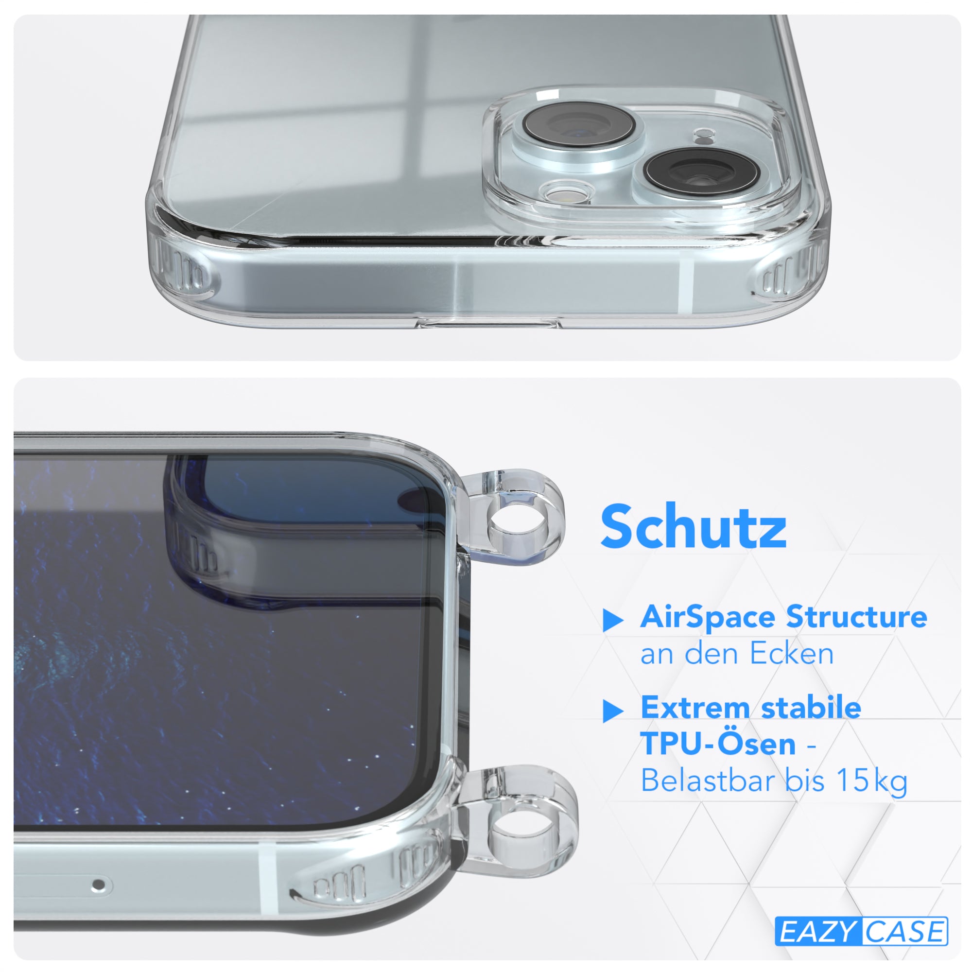iPhone 15 transparente Hülle + Kordel