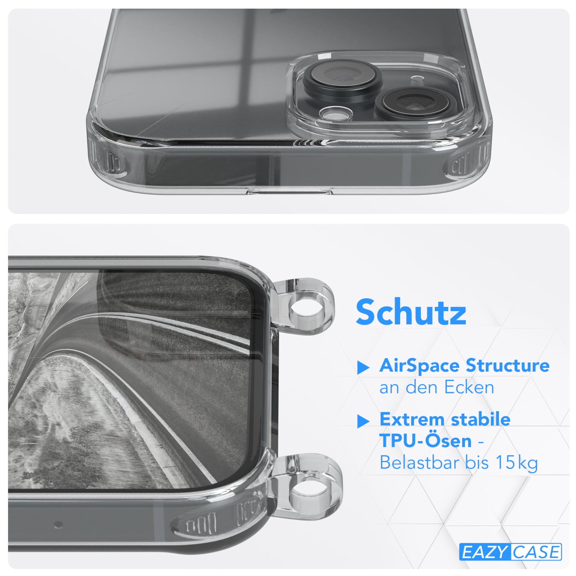 iPhone 15 transparente Hülle + Kordel