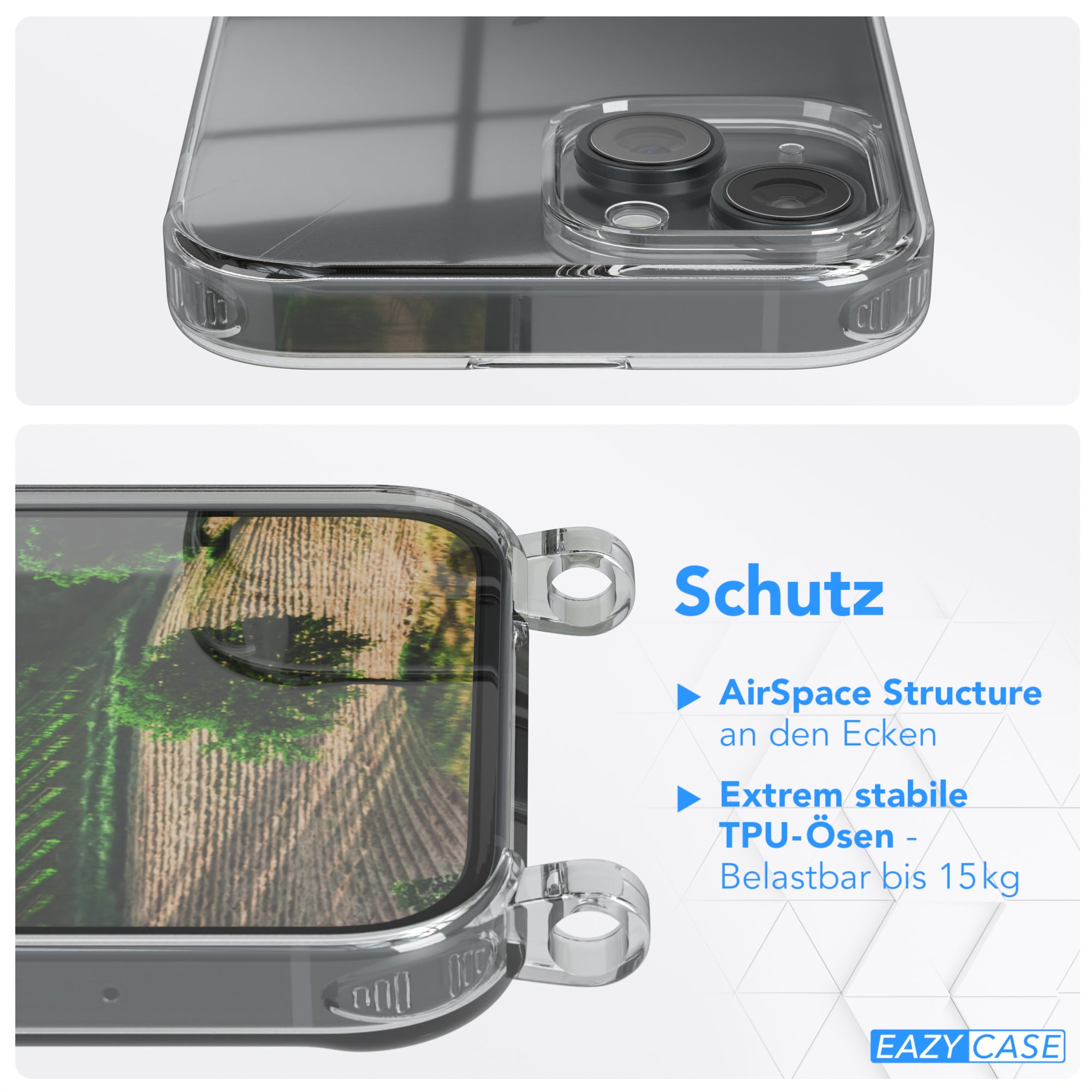 iPhone 15 transparente Hülle + Kordel