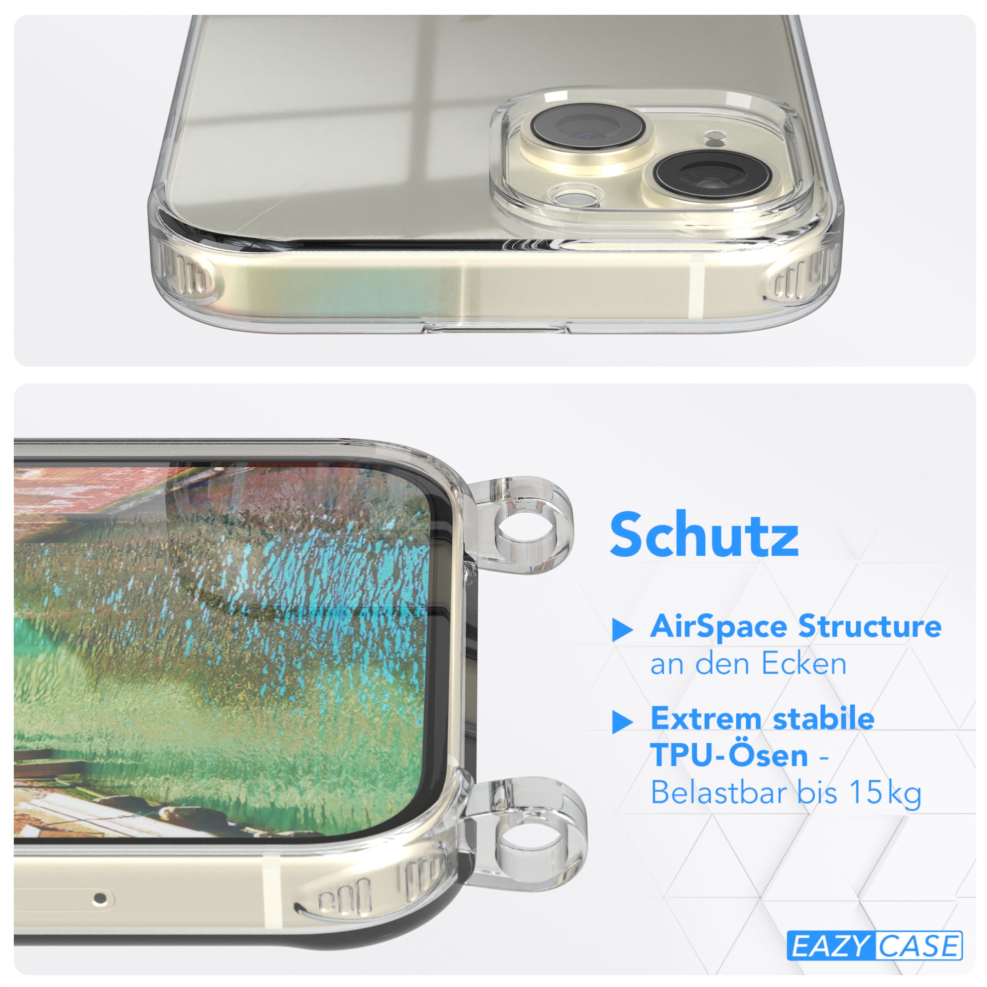 iPhone 15 transparente Hülle + Kordel