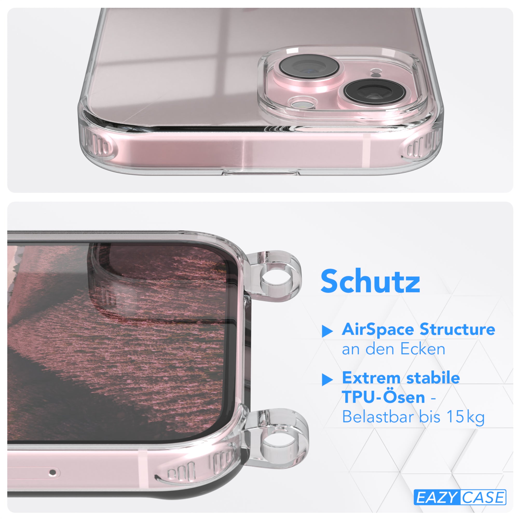 iPhone 15 transparente Hülle + Kordel