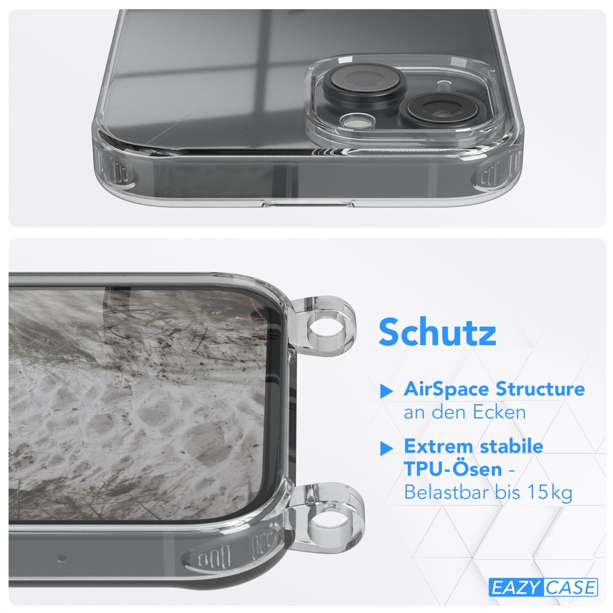 iPhone 15 transparente Hülle + Kordel