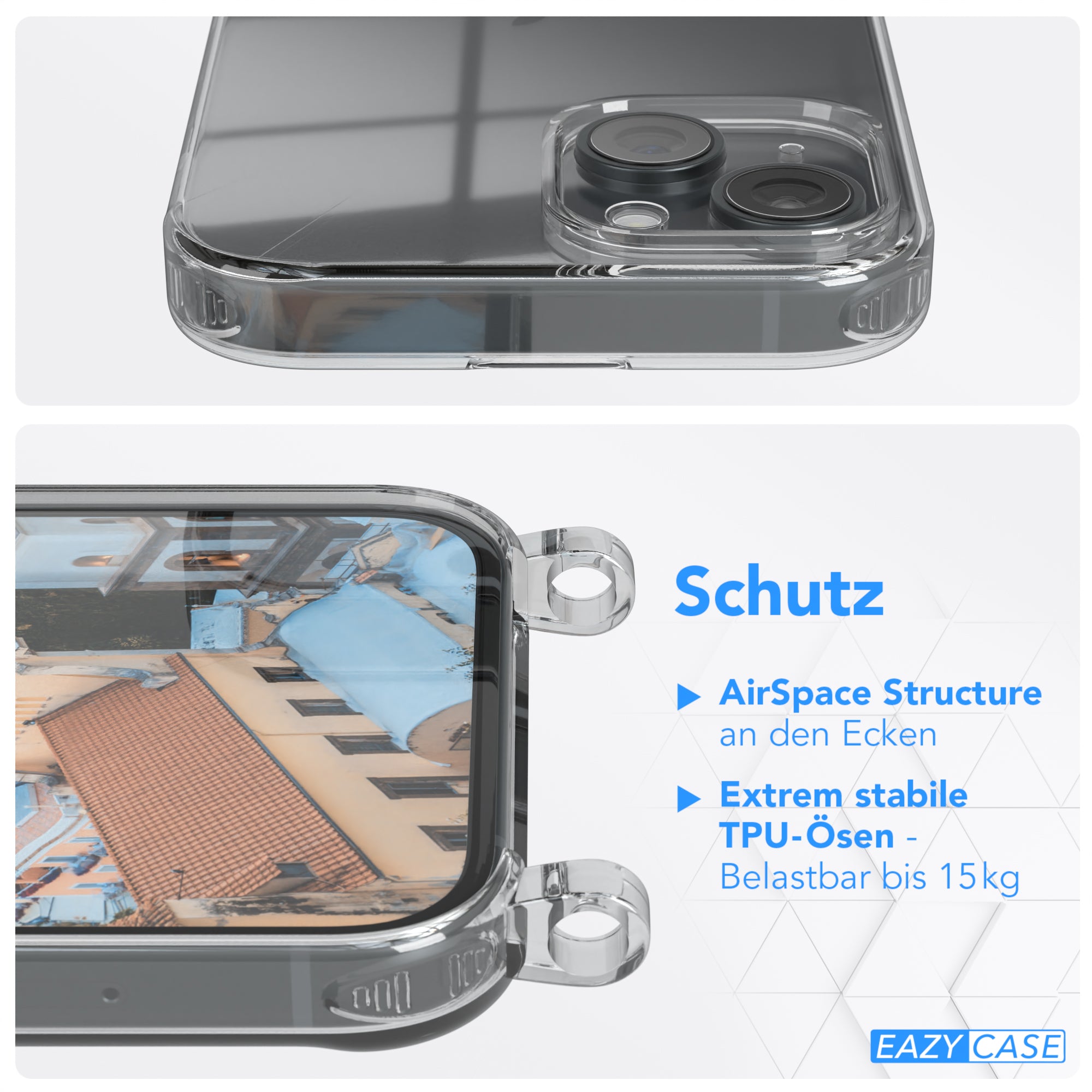 iPhone 15 transparente Hülle + Kordel
