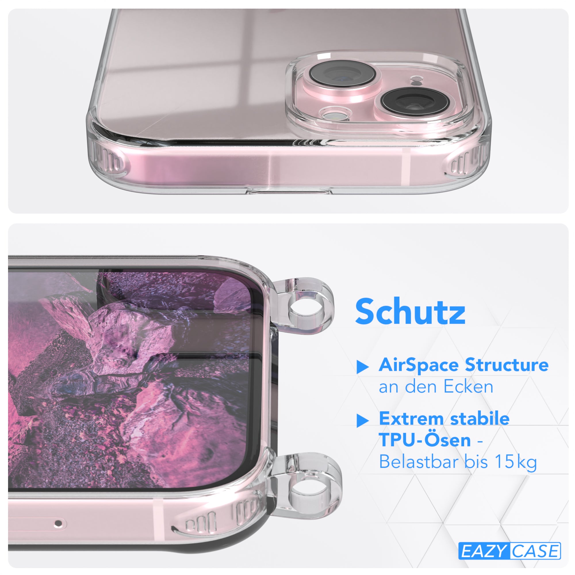 iPhone 15 transparente Hülle + Kordel