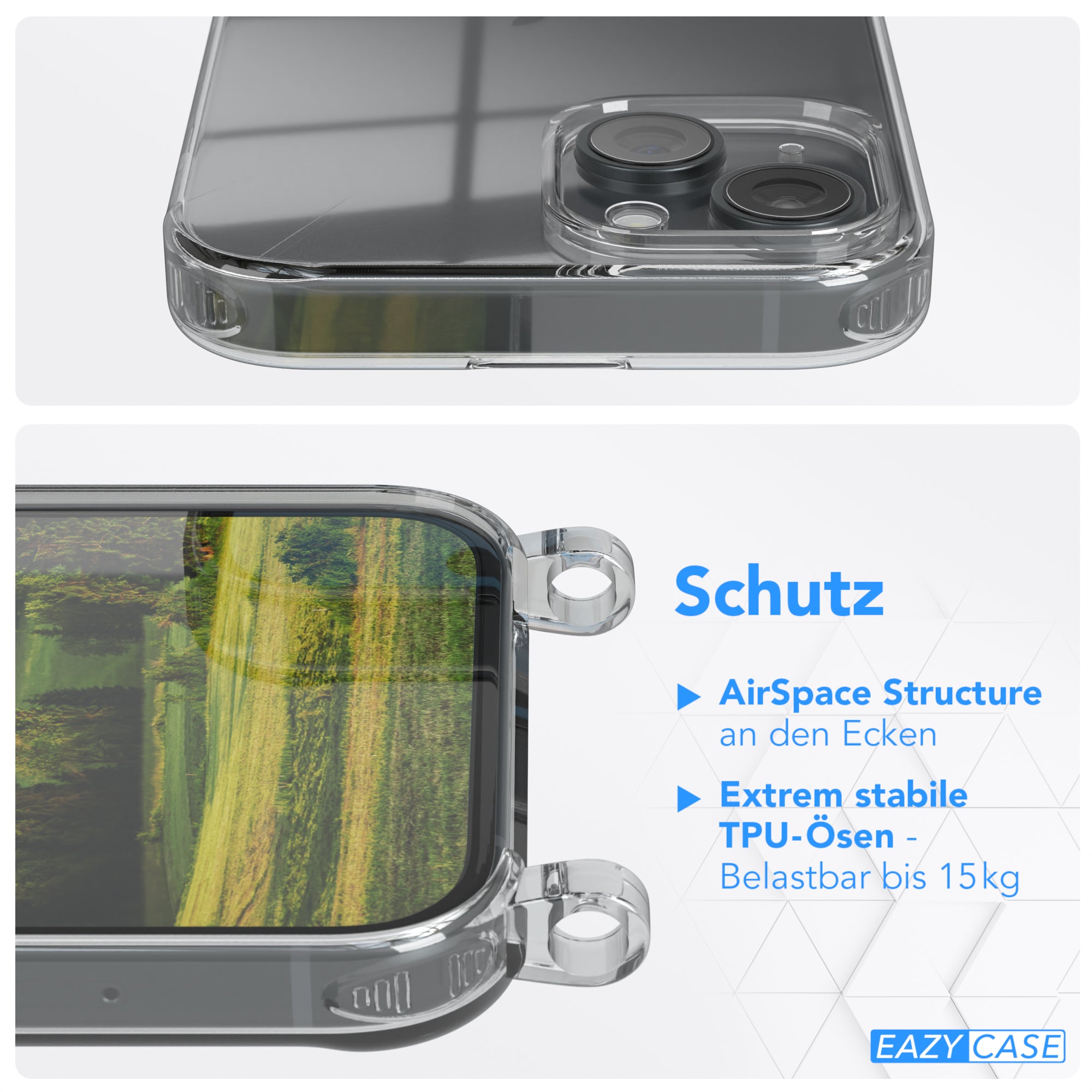 iPhone 15 transparente Hülle + Kordel