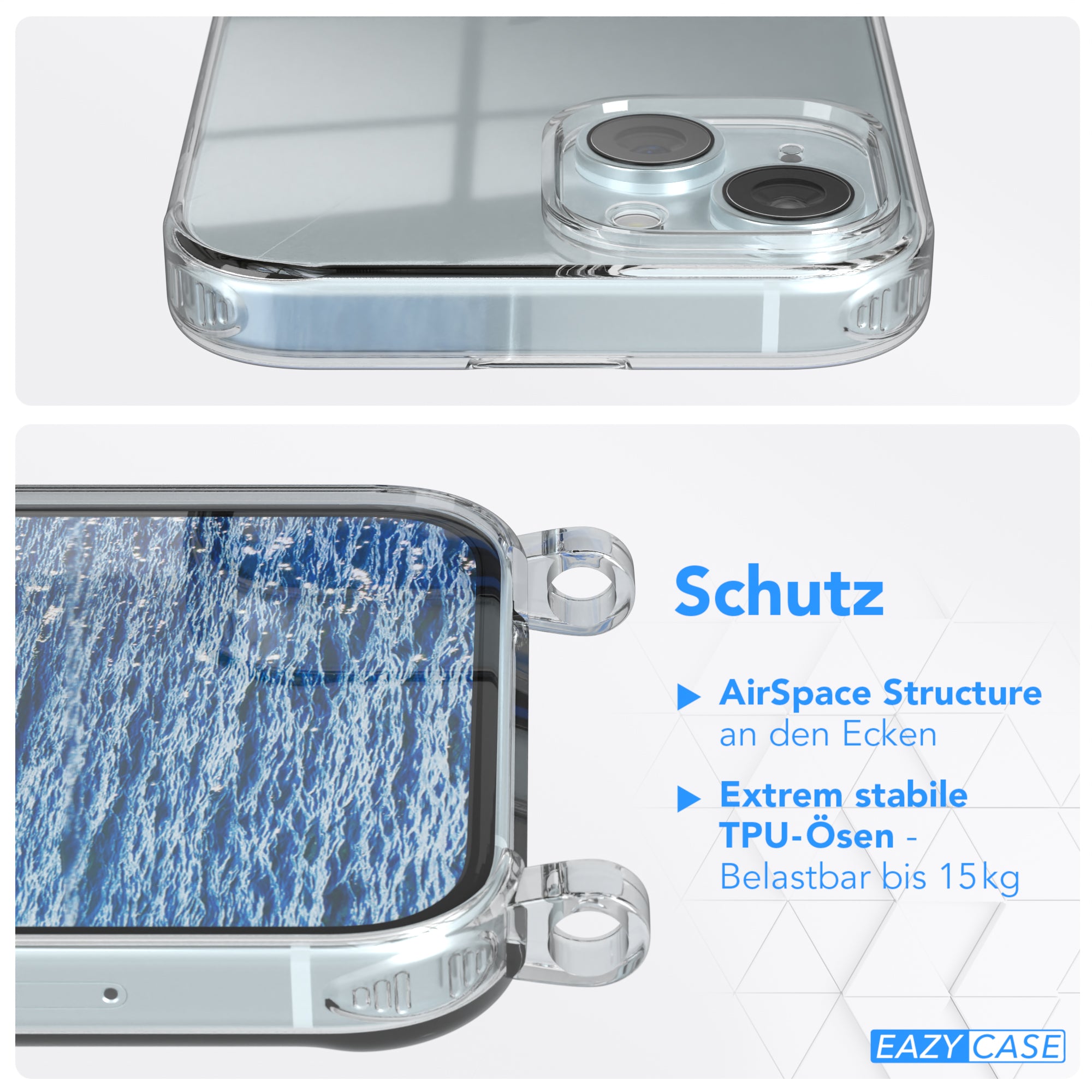 iPhone 15 transparente Hülle + Kordel