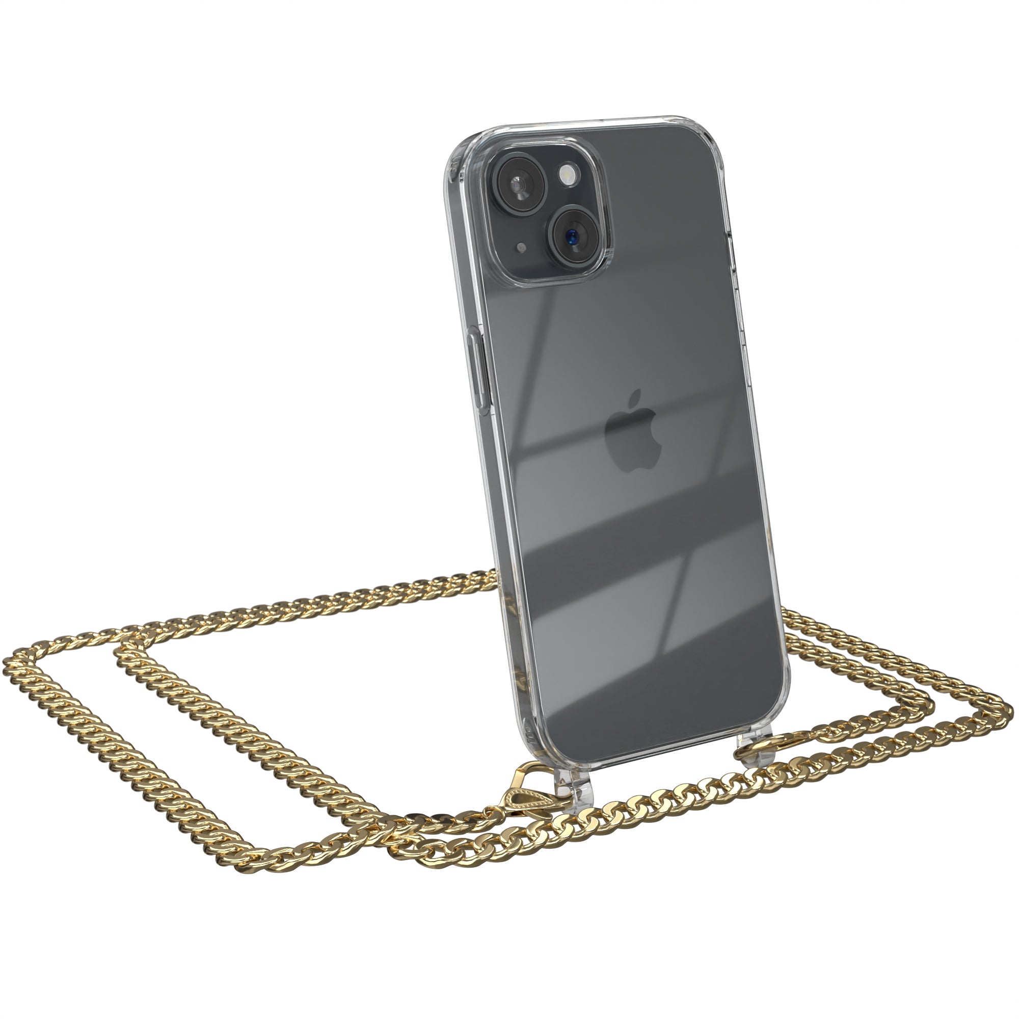 iPhone 15 Hülle mit Metallkette + Schwarze Kordel