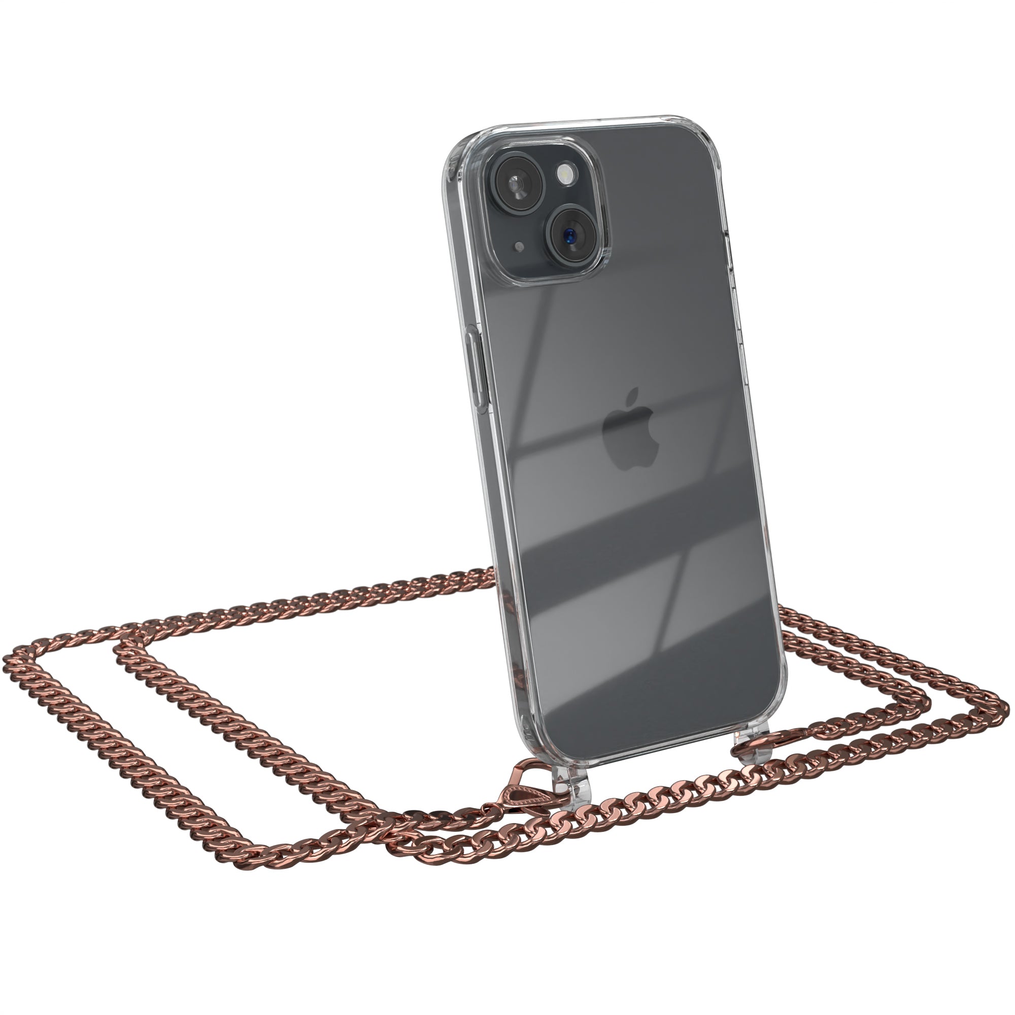 iPhone 15 Hülle mit Metallkette + Schwarze Kordel