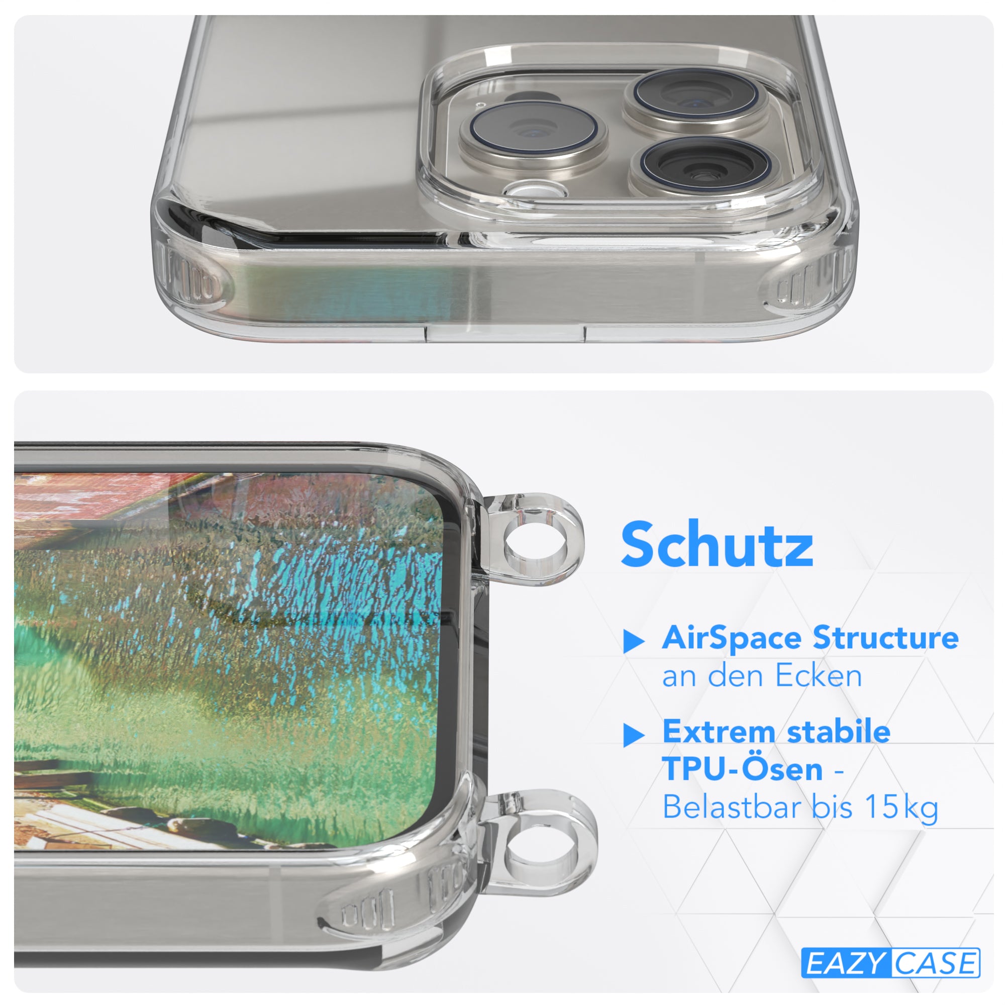 iPhone 15 Pro transparente Hülle + Kordel