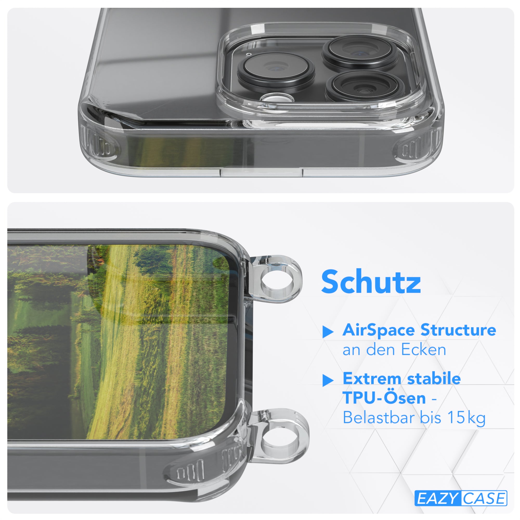 iPhone 15 Pro transparente Hülle + Kordel