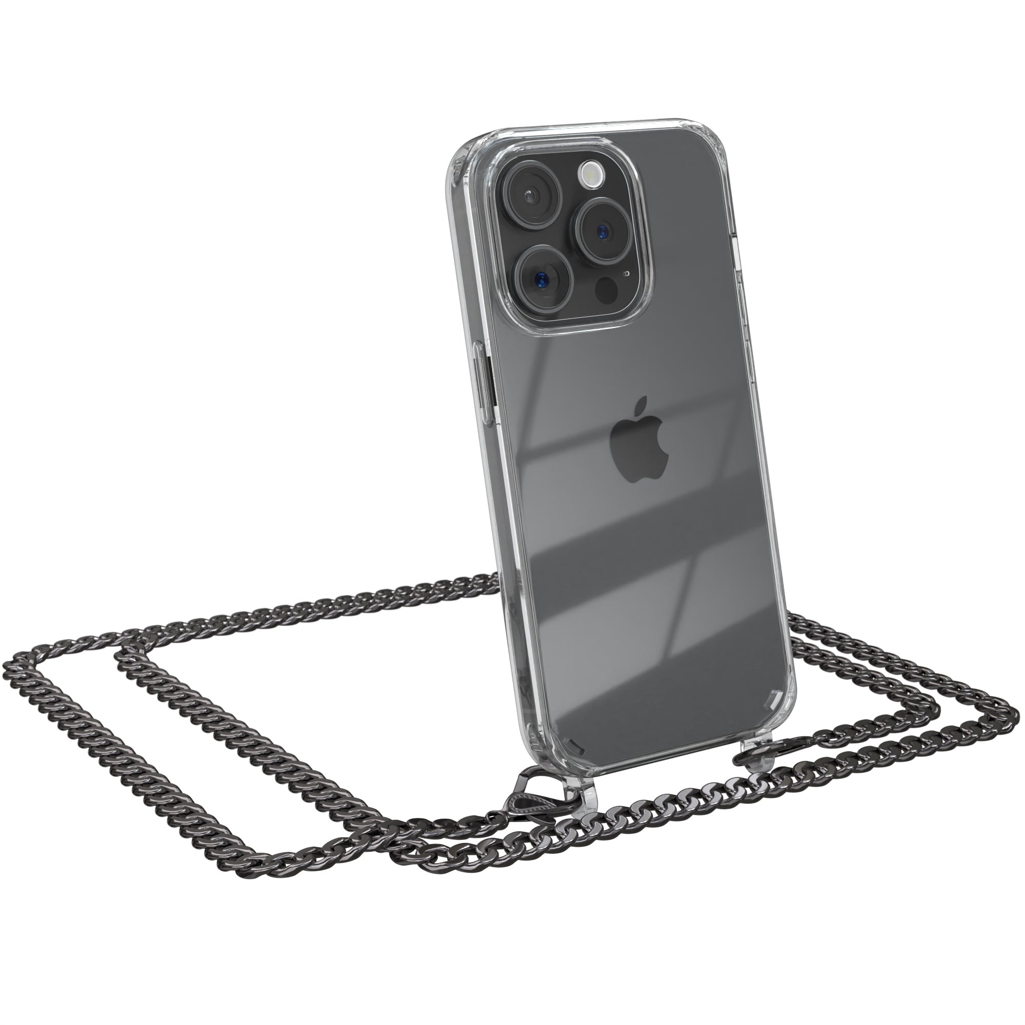 iPhone 15 Pro Hülle mit Metallkette + Schwarze Kordel