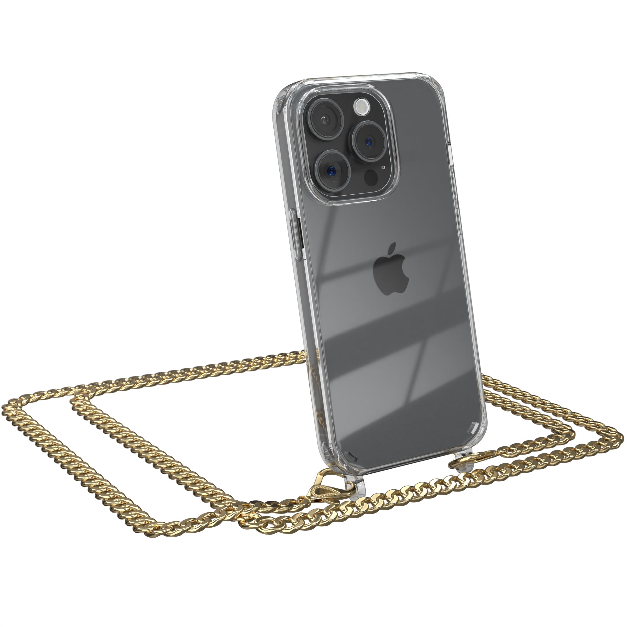 iPhone 15 Pro Hülle mit Metallkette + Schwarze Kordel