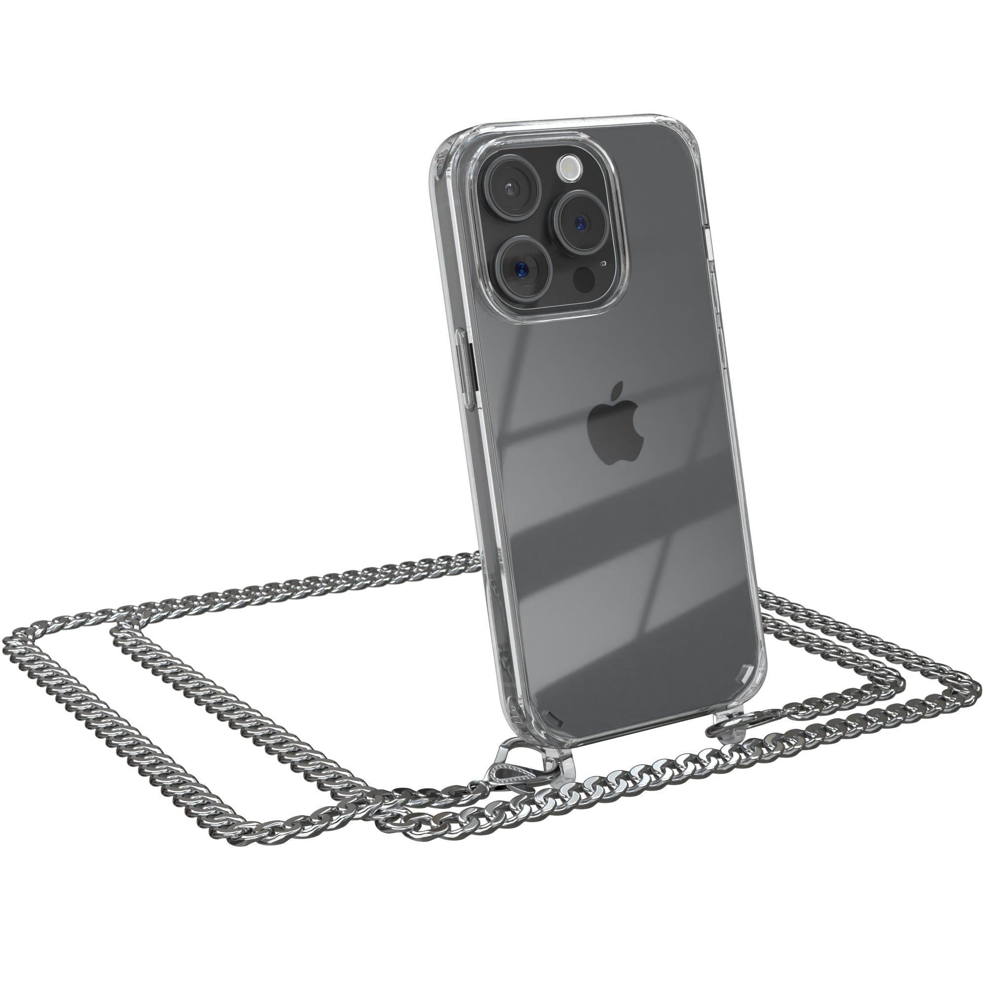 iPhone 15 Pro Hülle mit Metallkette + Schwarze Kordel