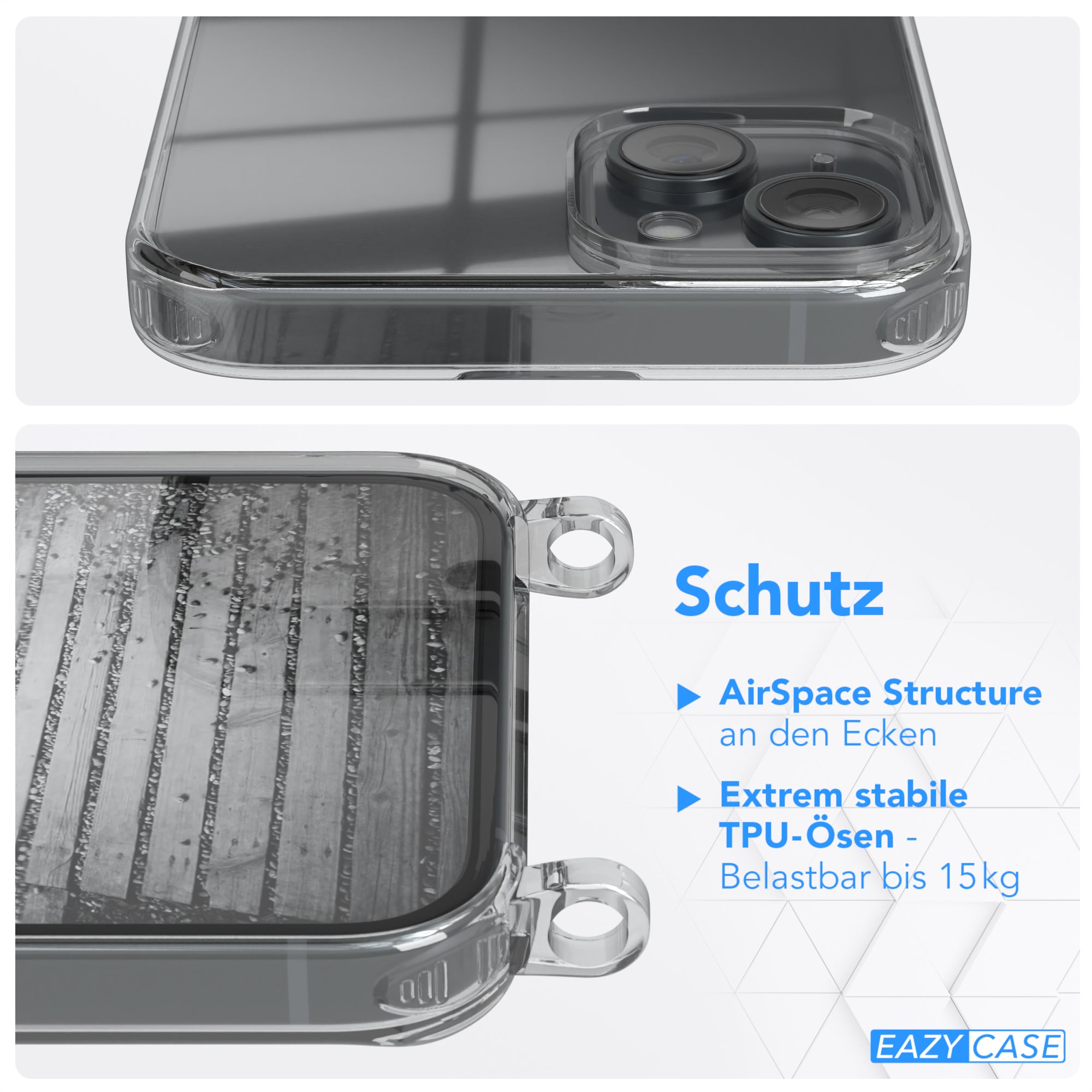 iPhone 15 Plus transparente Hülle + Kordel