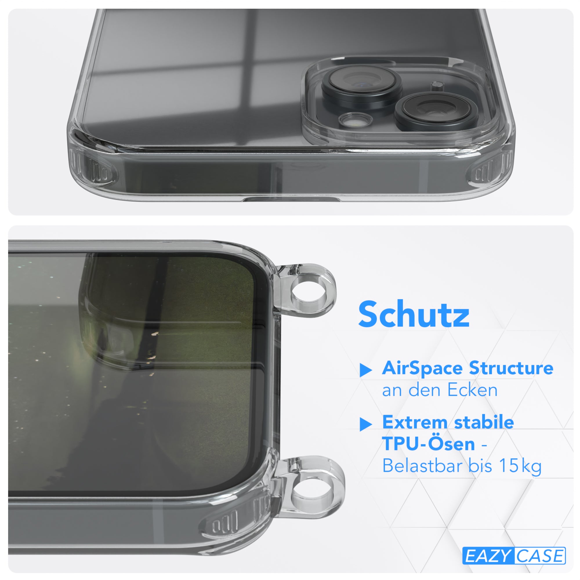 iPhone 15 Plus transparente Hülle + Kordel