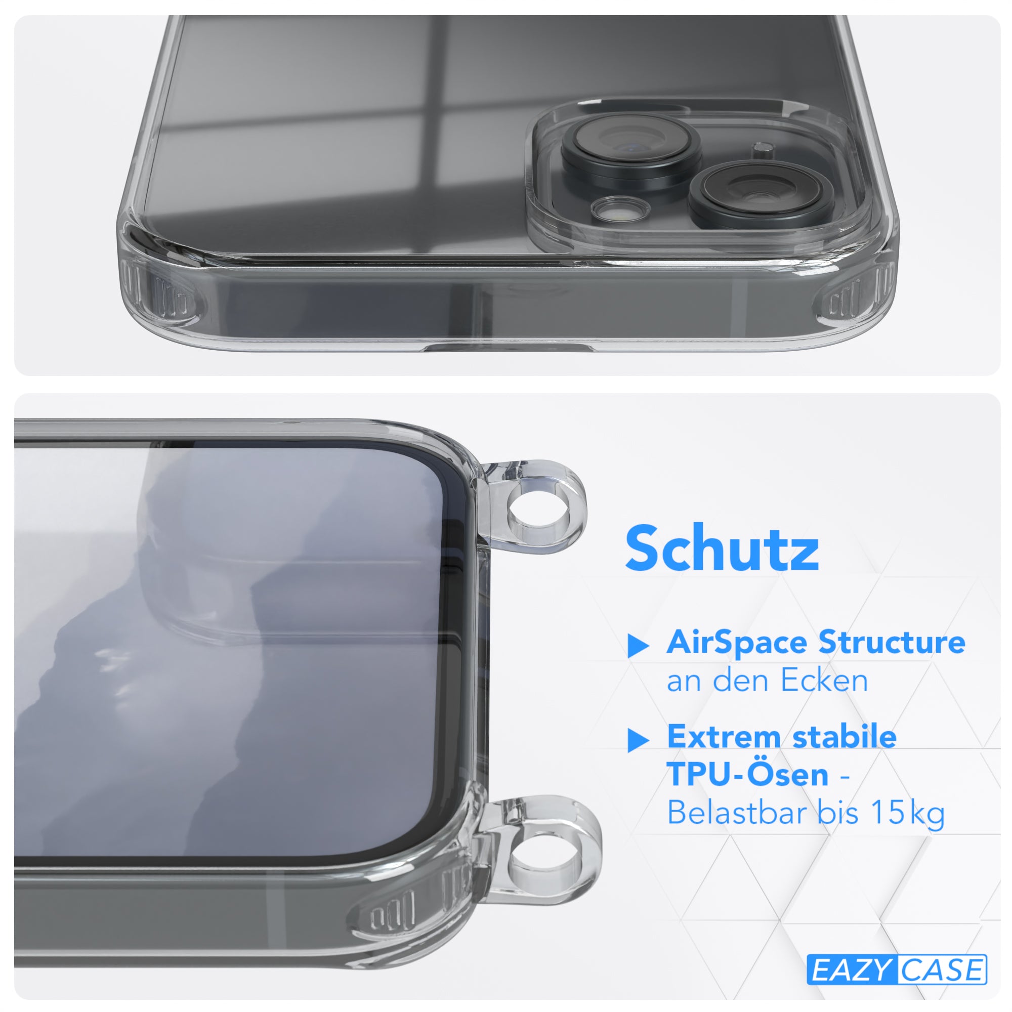 iPhone 15 Plus transparente Hülle + Kordel