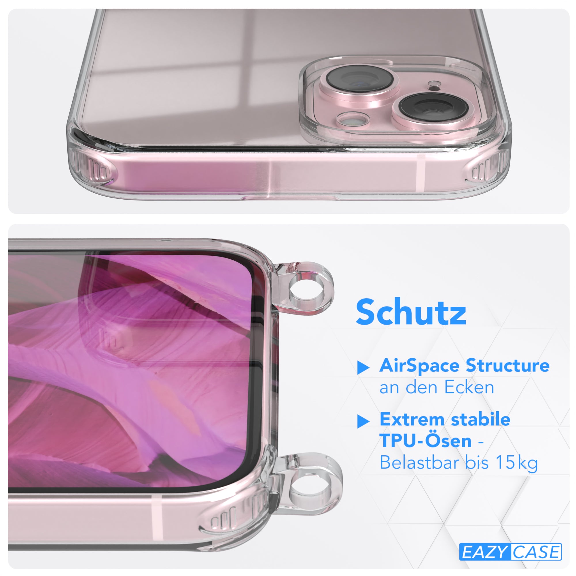 iPhone 15 Plus transparente Hülle + Kordel