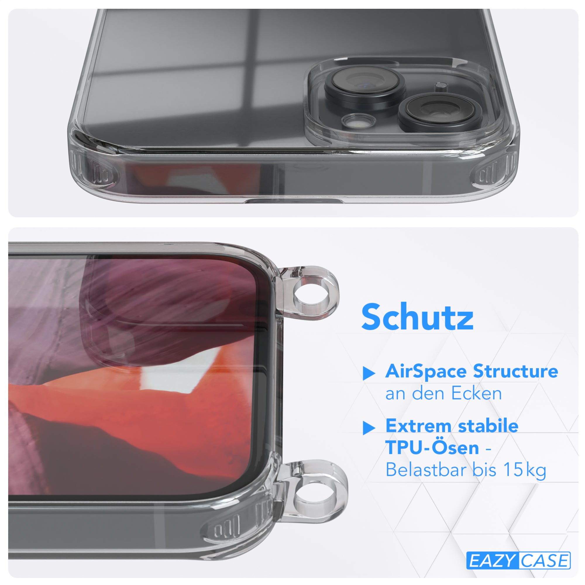 iPhone 15 Plus transparente Hülle + Kordel