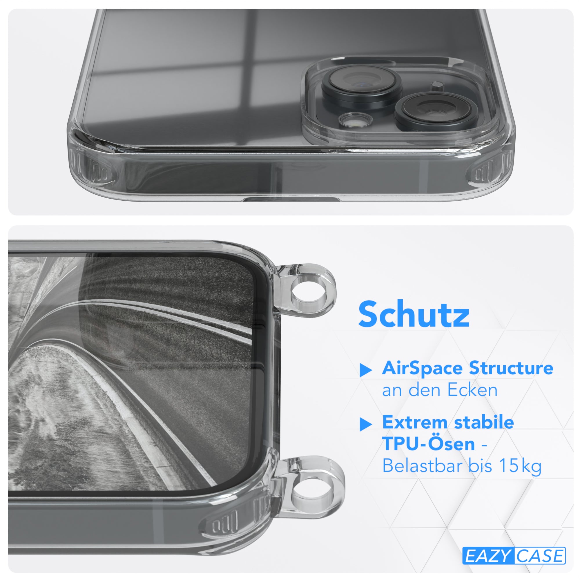 iPhone 15 Plus transparente Hülle + Kordel