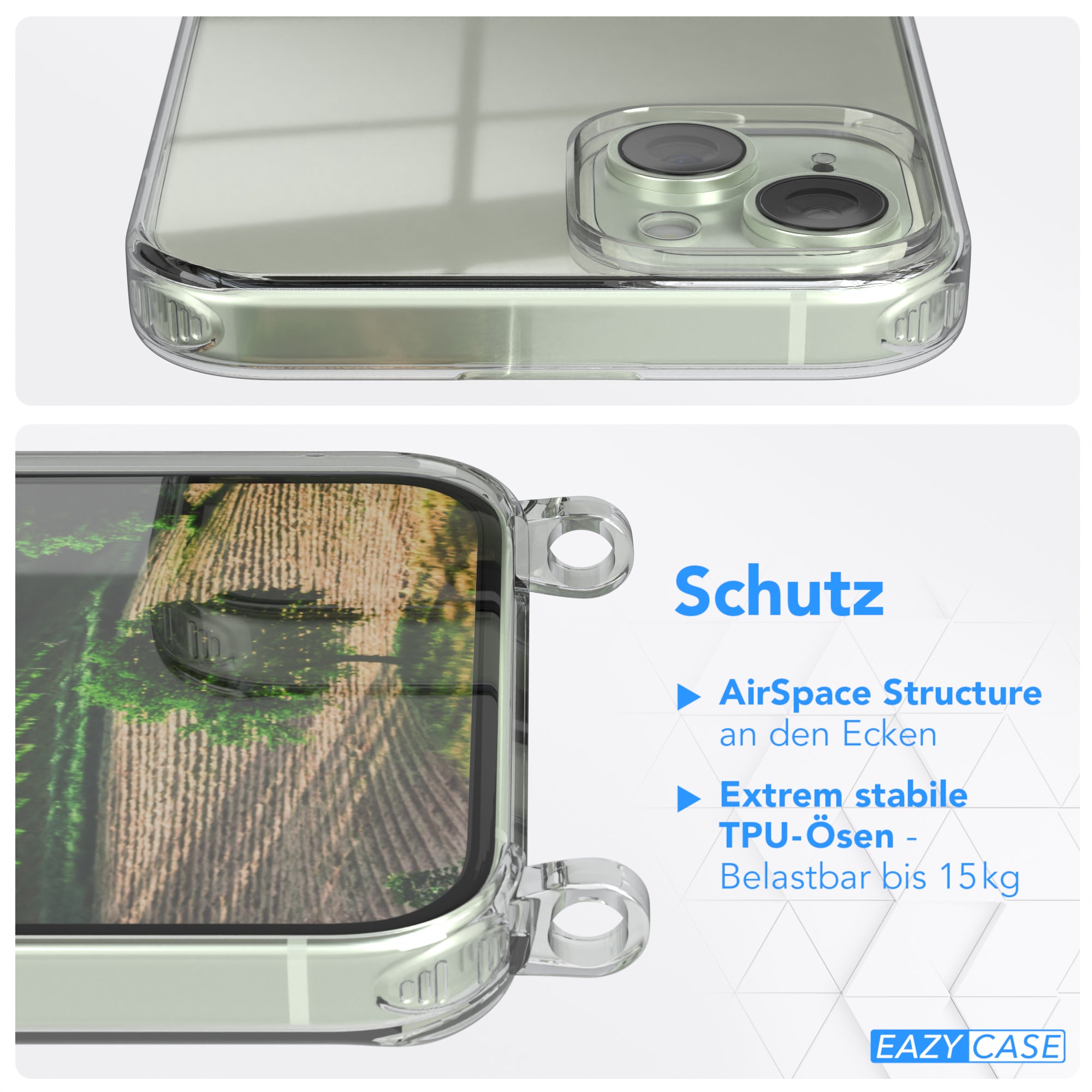 iPhone 15 Plus transparente Hülle + Kordel