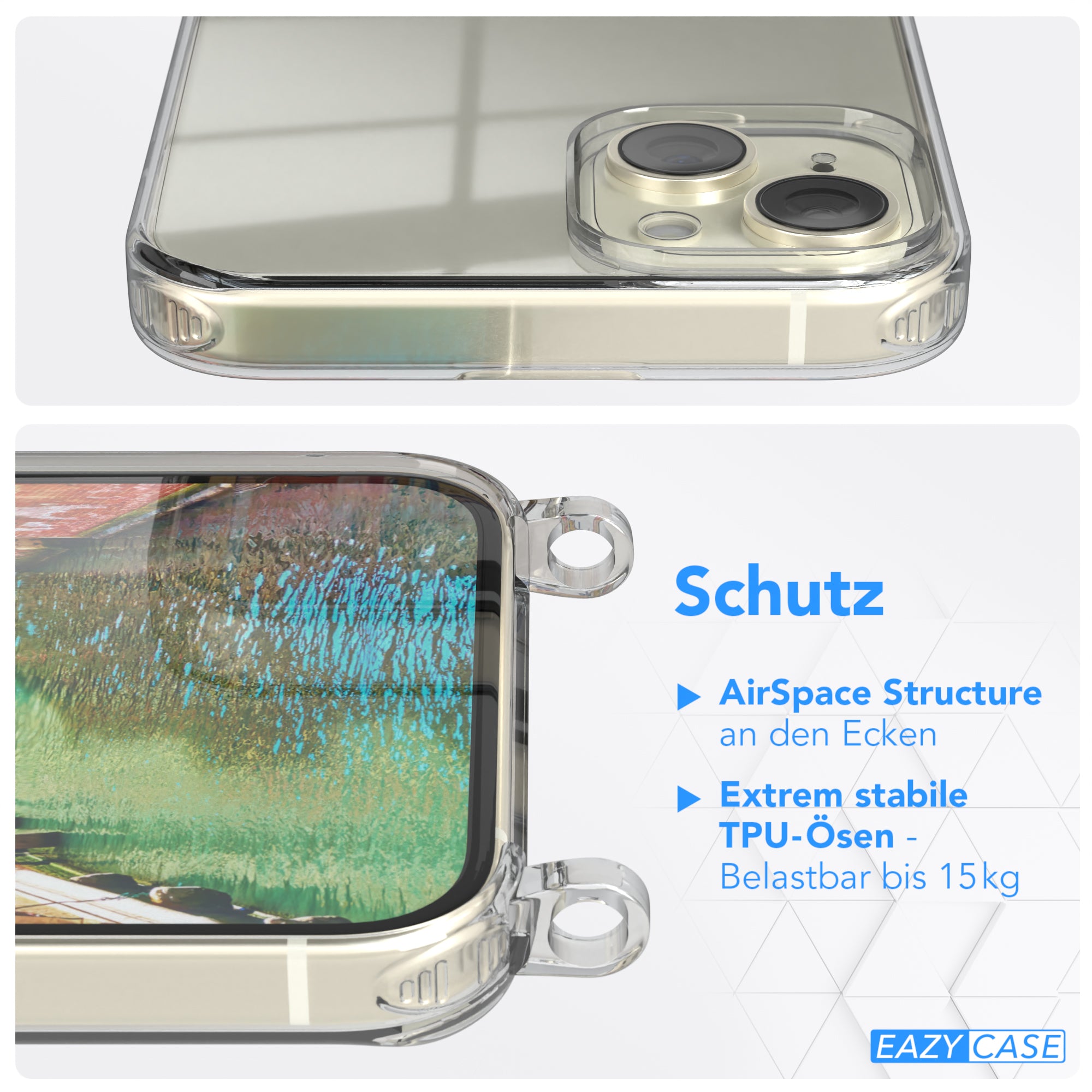 iPhone 15 Plus transparente Hülle + Kordel