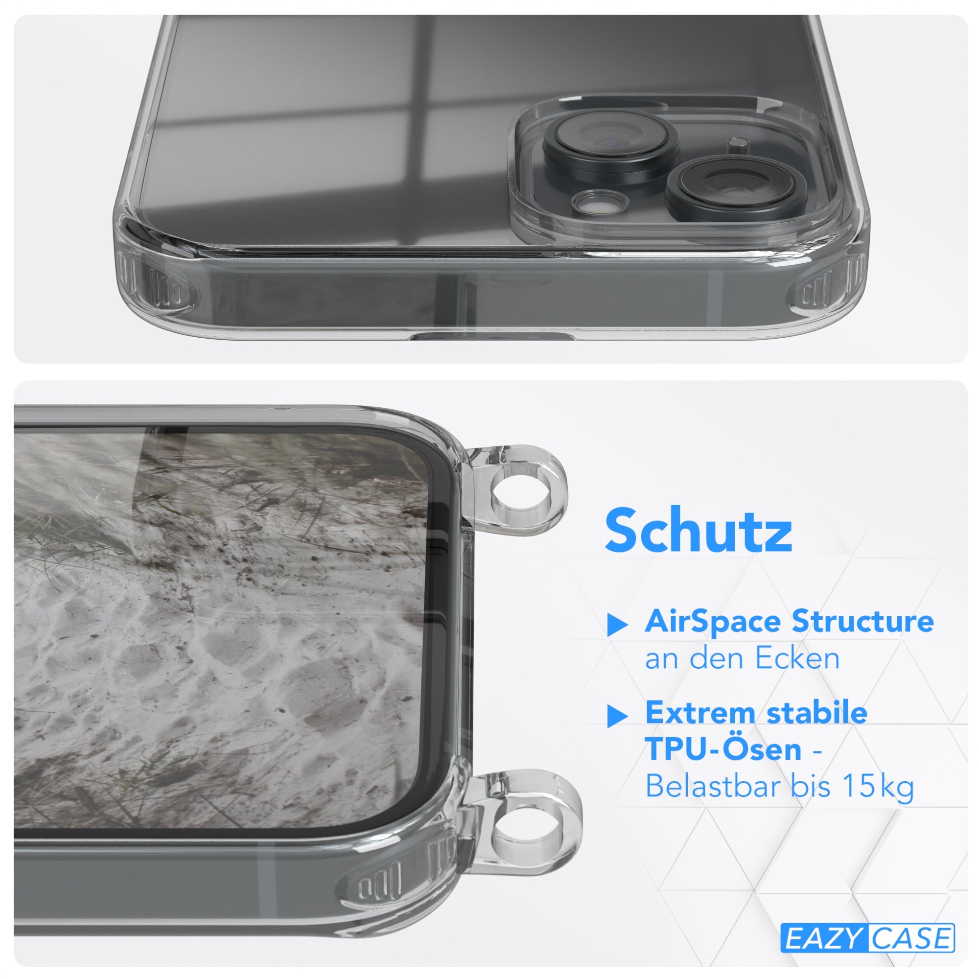 iPhone 15 Plus transparente Hülle + Kordel