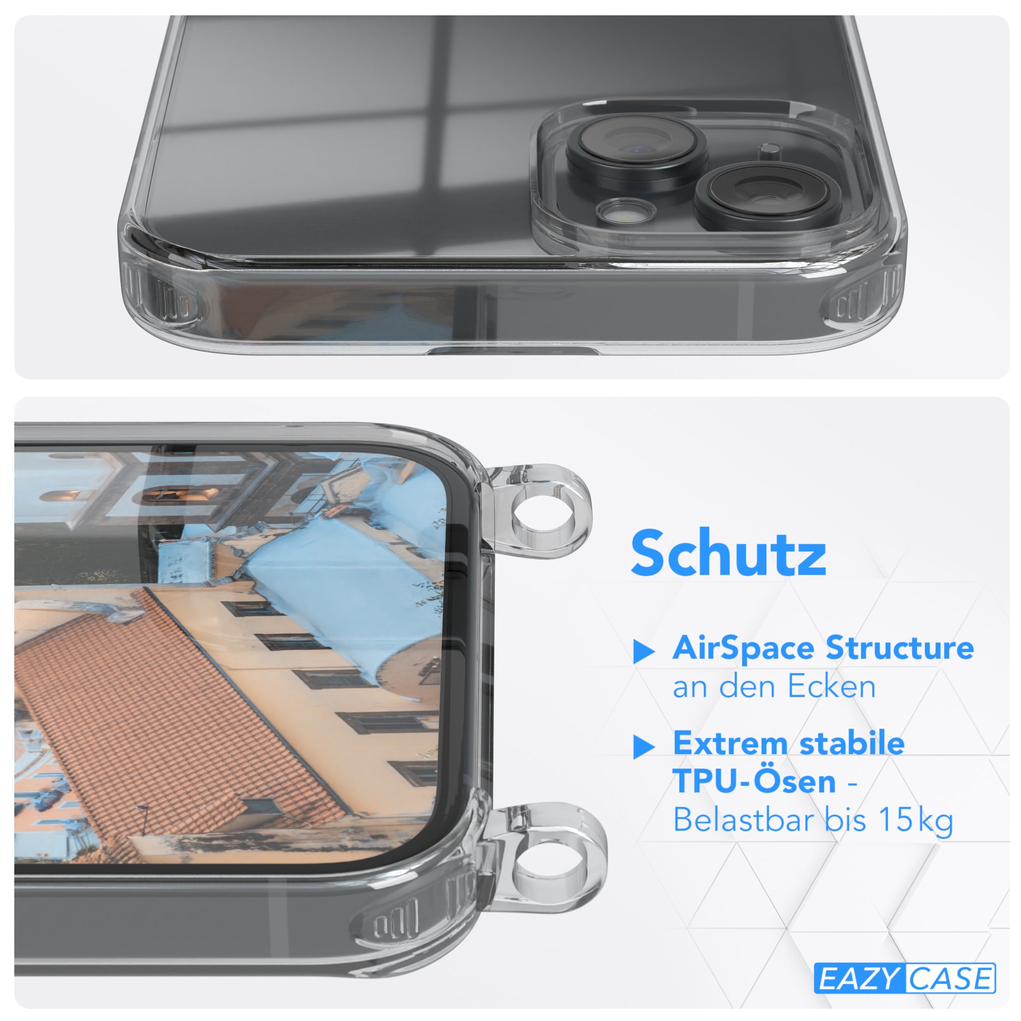 iPhone 15 Plus transparente Hülle + Kordel