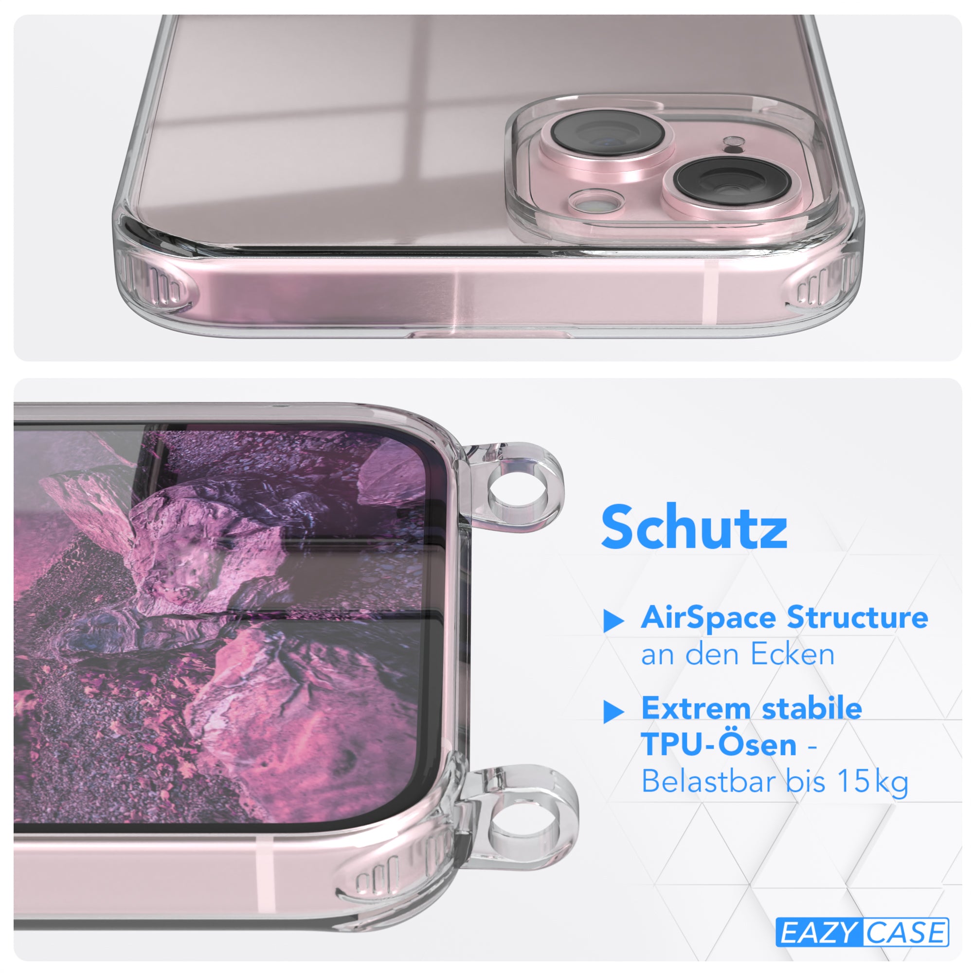 iPhone 15 Plus transparente Hülle + Kordel