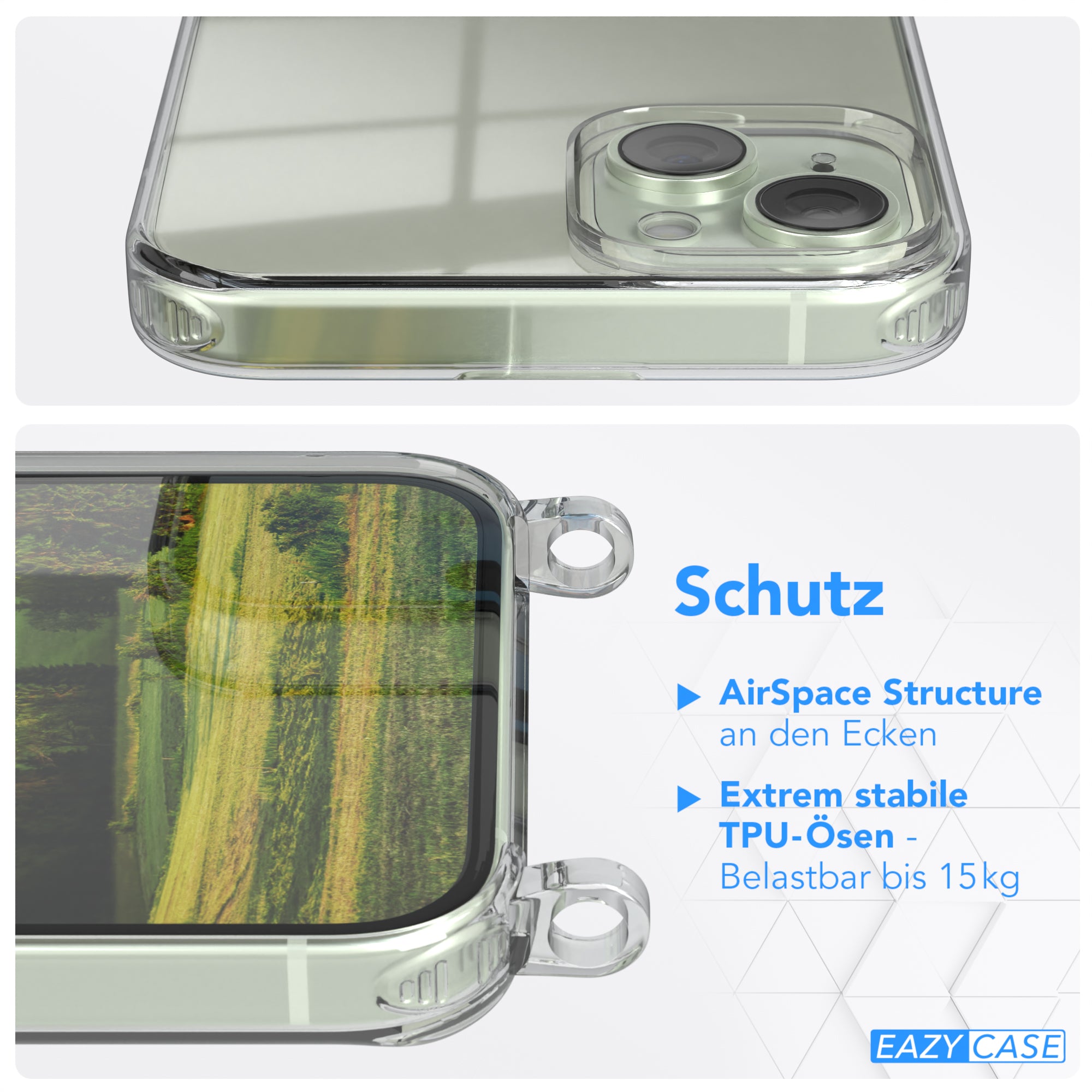 iPhone 15 Plus transparente Hülle + Kordel