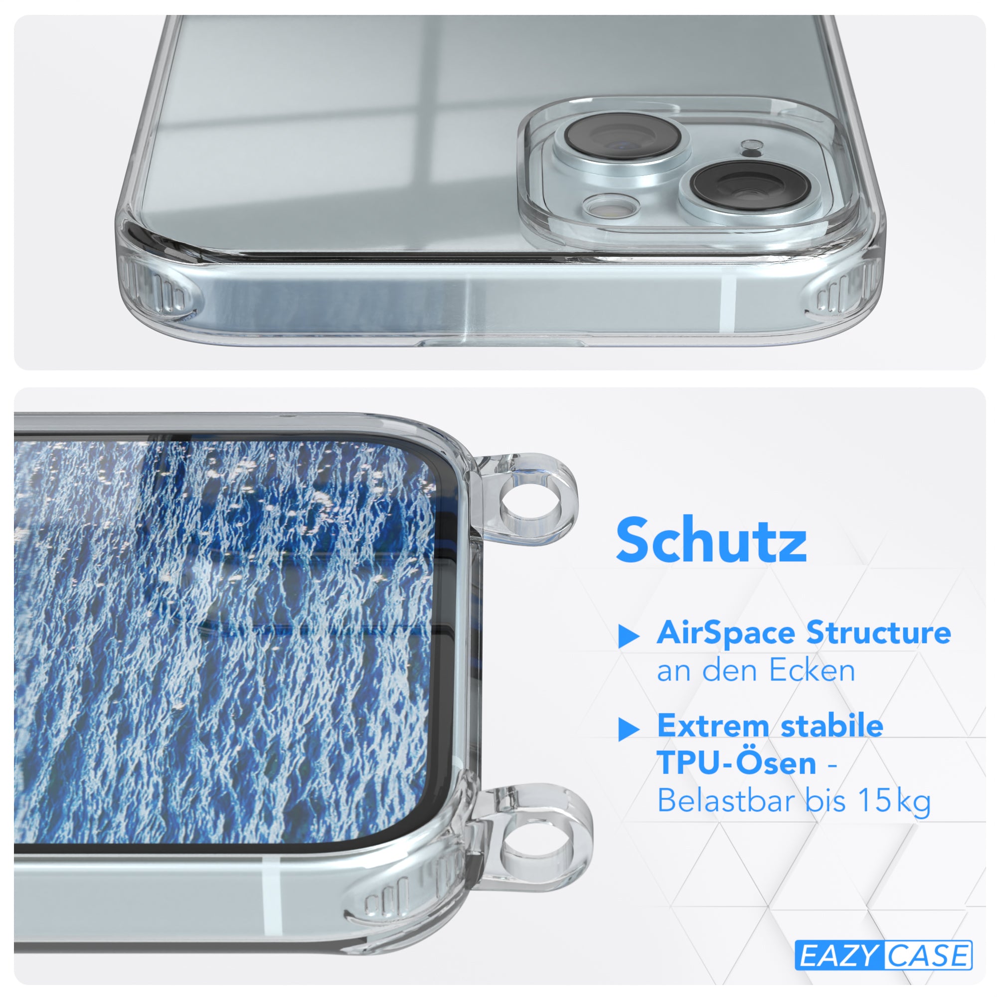 iPhone 15 Plus transparente Hülle + Kordel