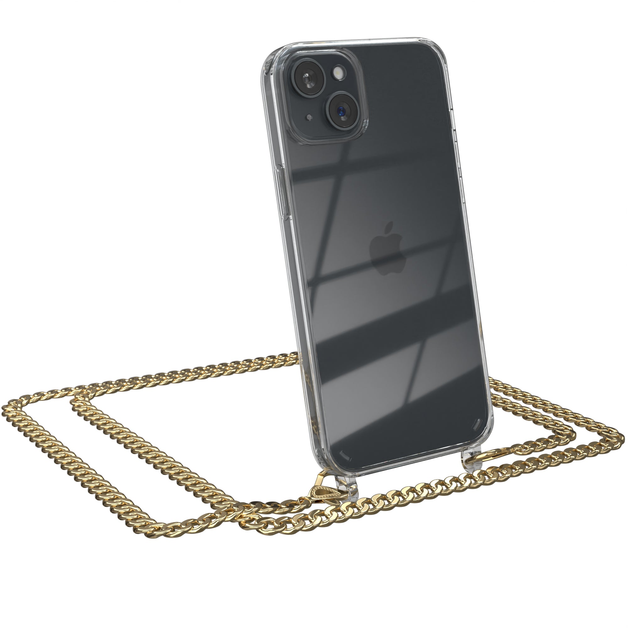 iPhone 15 Plus Hülle mit Metallkette + Schwarze Kordel