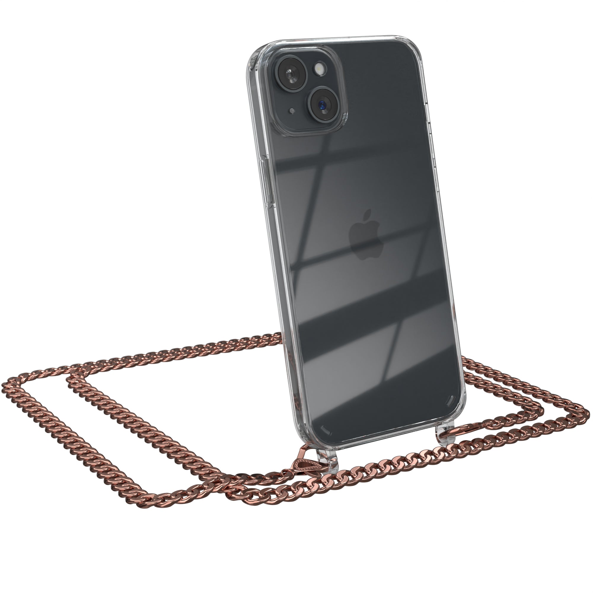 iPhone 15 Plus Hülle mit Metallkette + Schwarze Kordel